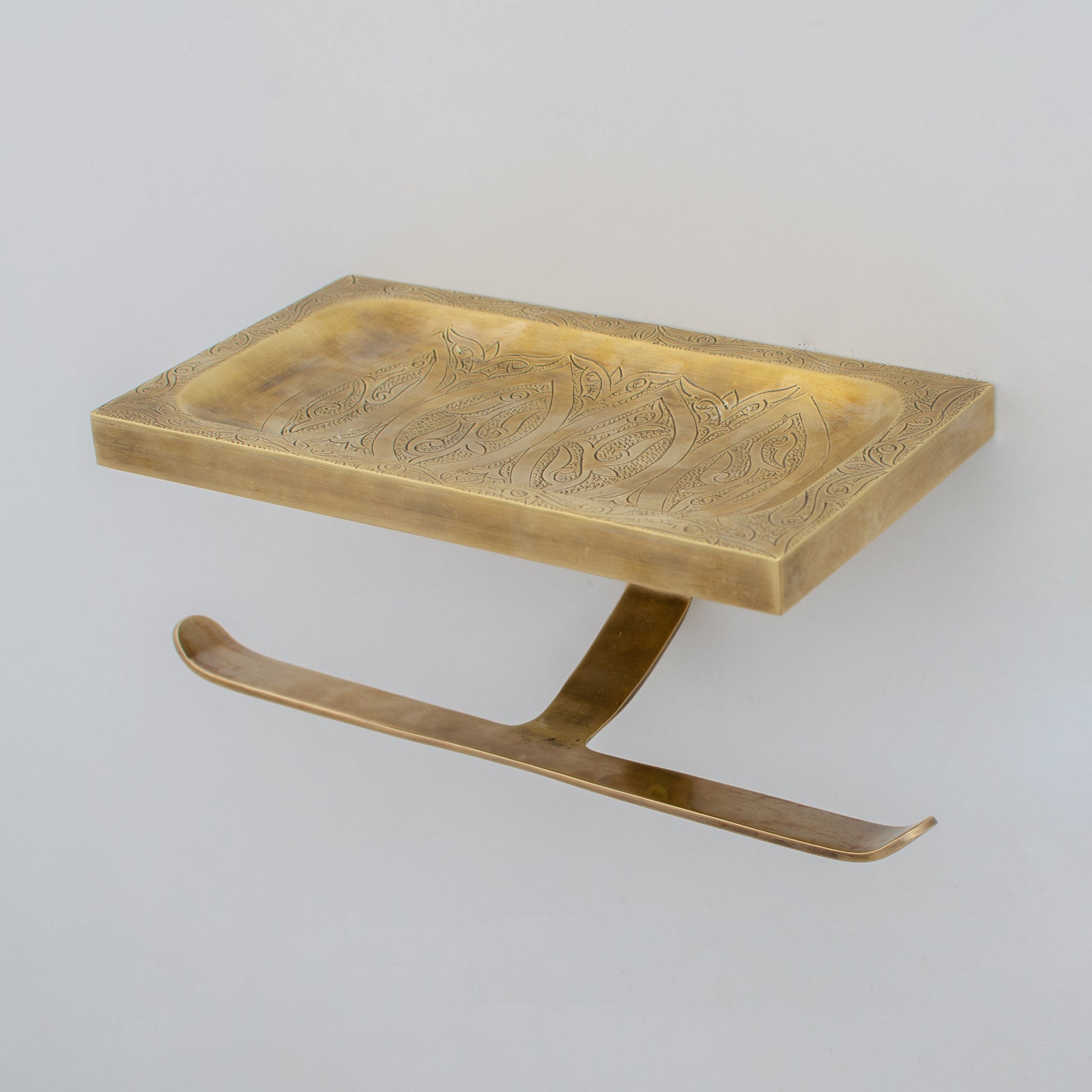 Solid Brass Toilet Paper Holder With Shelf | Powder Room Roll Holder