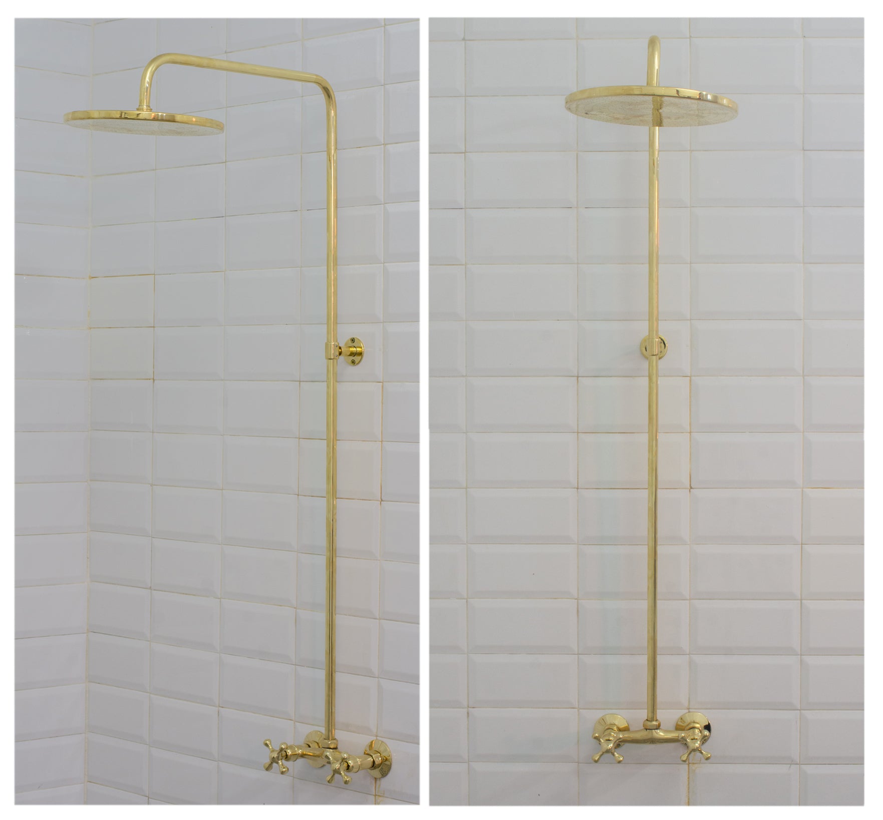 Antique Brass Shower in Bathroom
