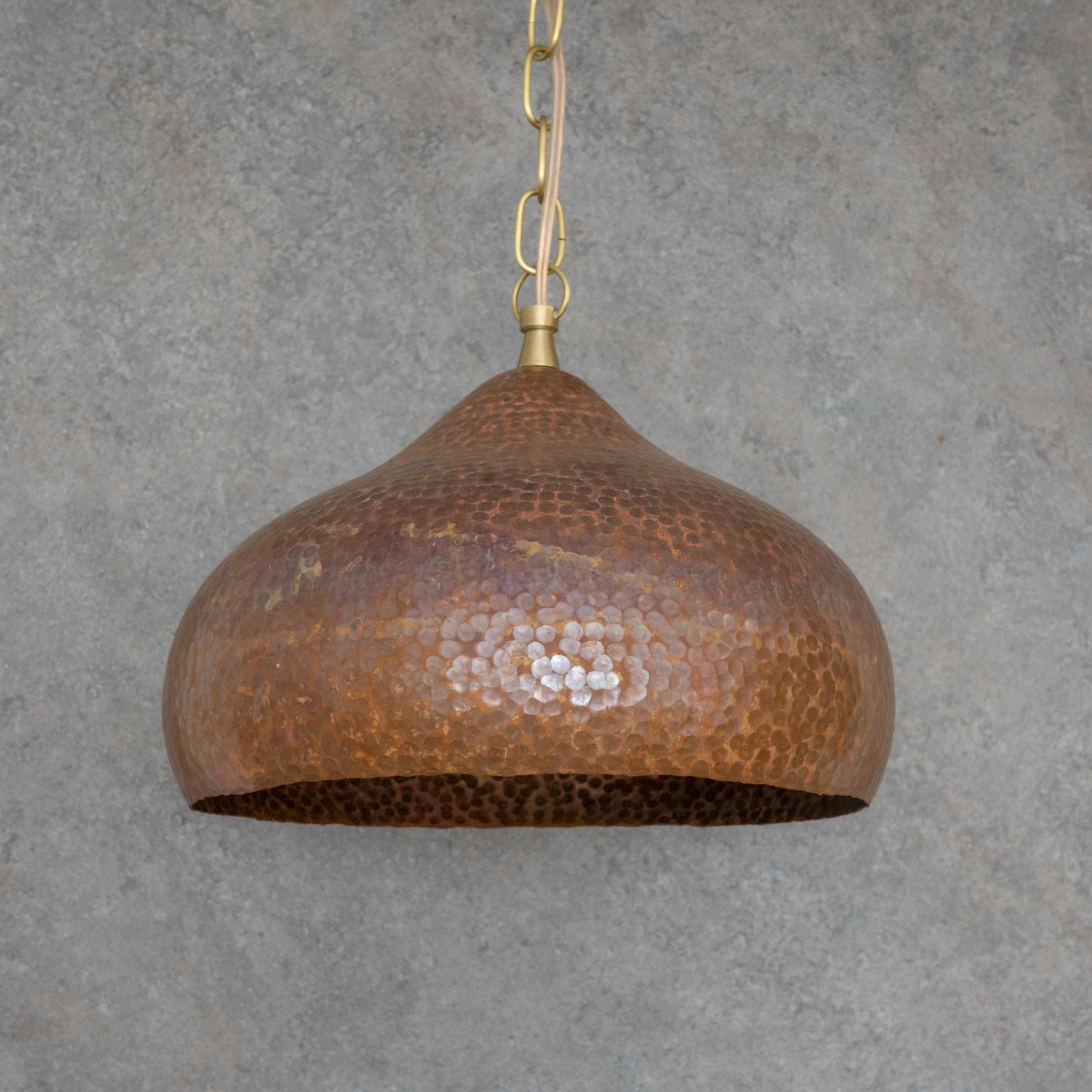 Tiered Copper Dome: Solid Hand - Forged Artisan Lighting with Aged Patina Finish - Insideast