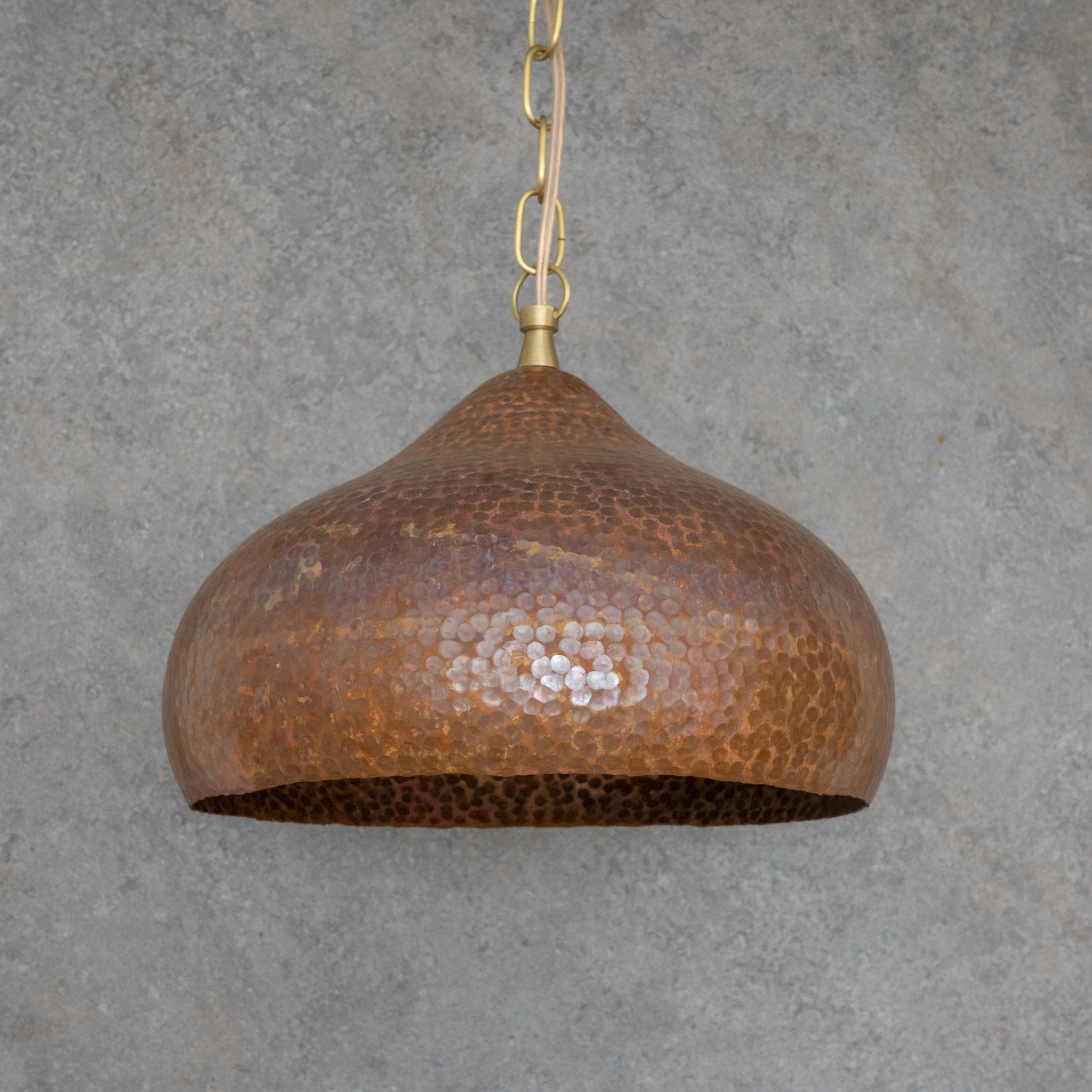 Tiered Copper Dome: Solid Hand - Forged Artisan Lighting with Aged Patina Finish - Insideast