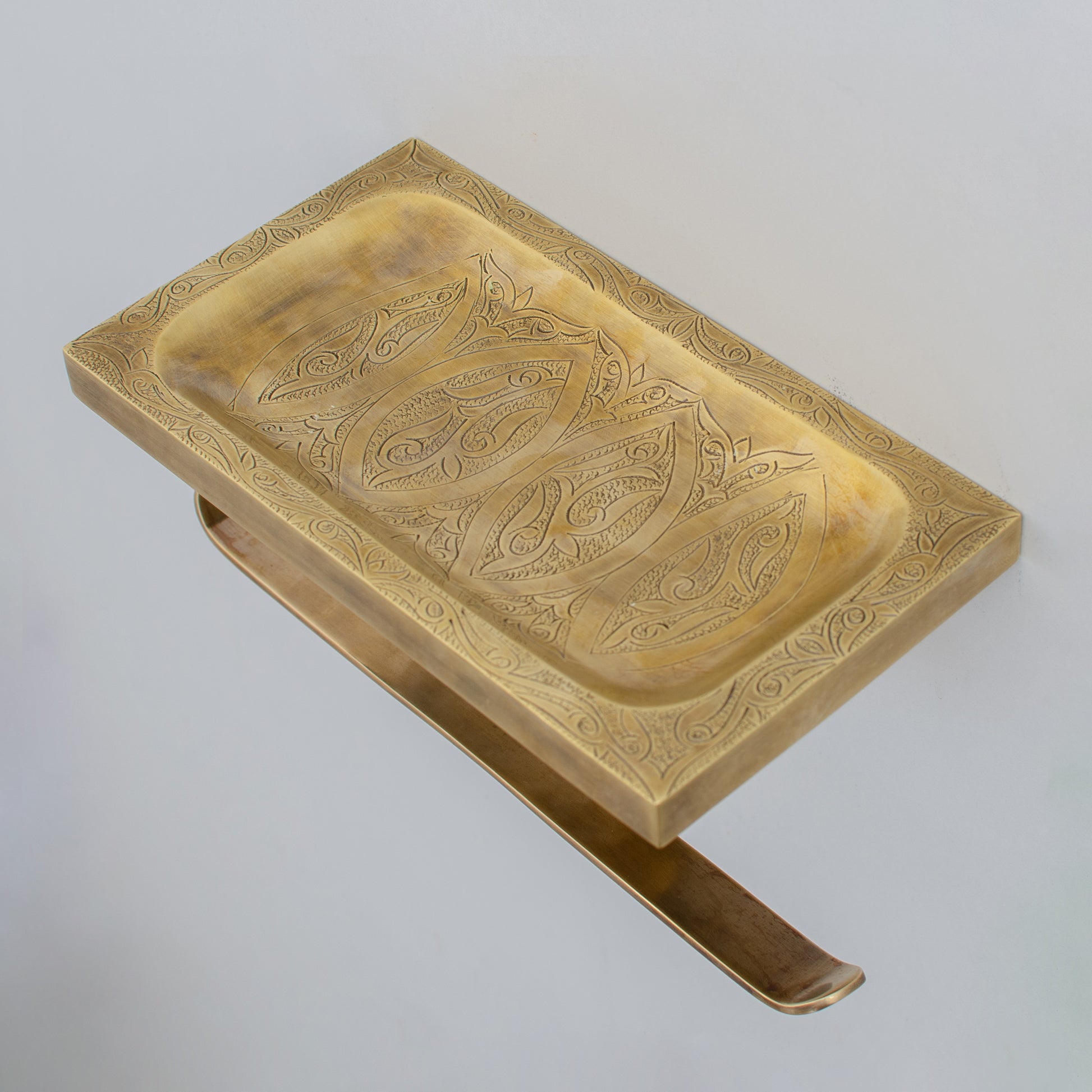 Solid Brass Toilet Paper Holder With Shelf | Powder Room Roll Holder