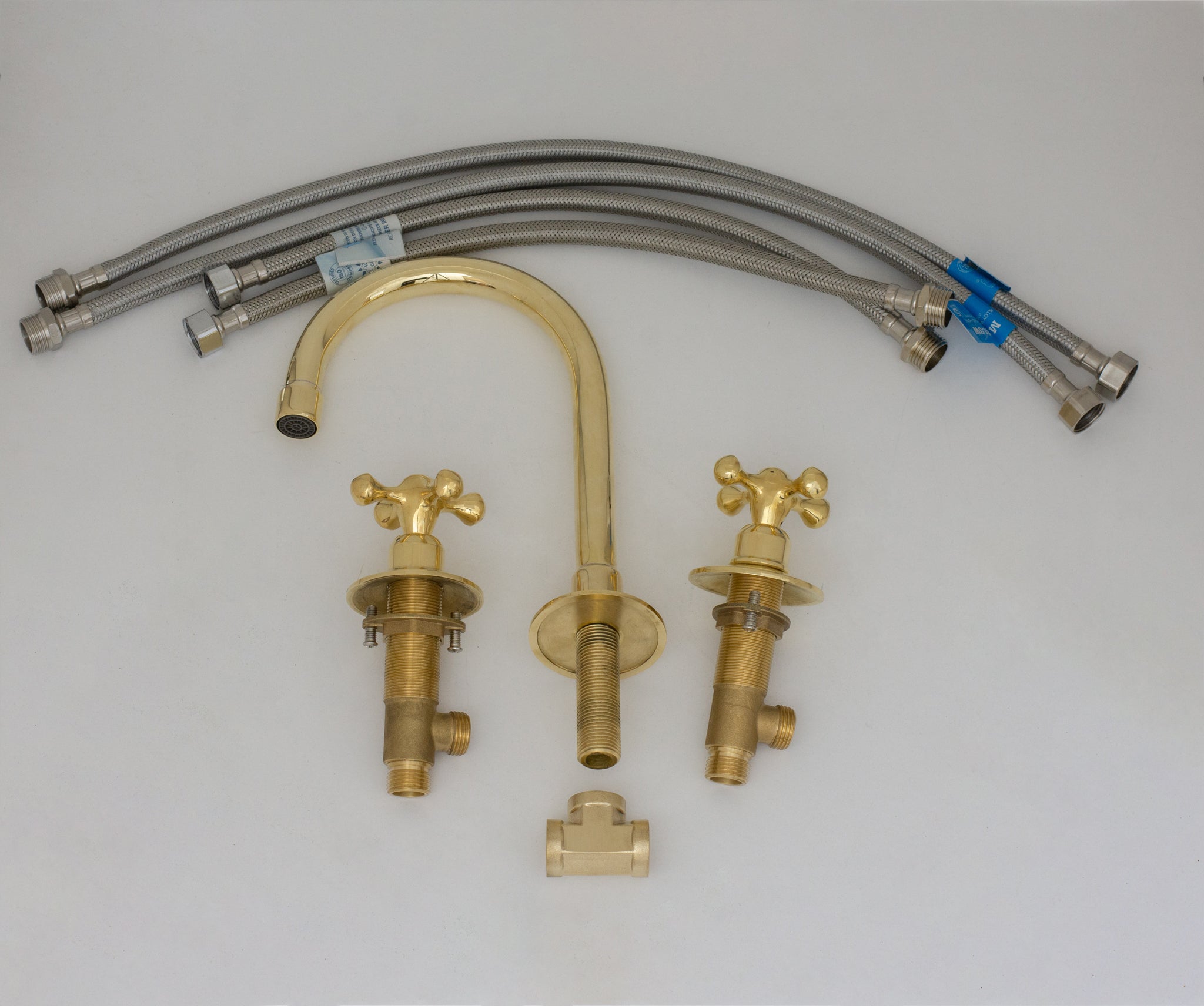 Deck Mounted Unlacquered Brass Faucet, Vanity Sink Faucet, Antique Brass Bathroom Faucet