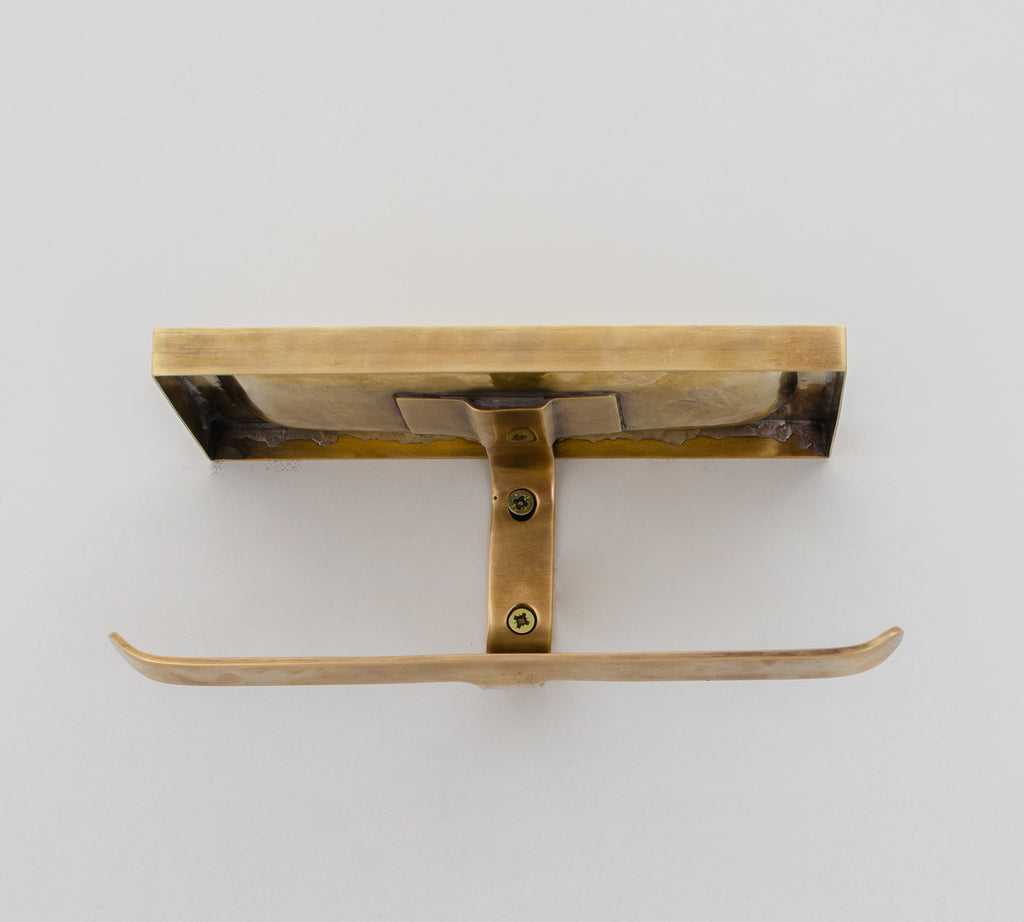 Solid Brass Toilet Paper Holder With Shelf | Powder Room Roll Holder