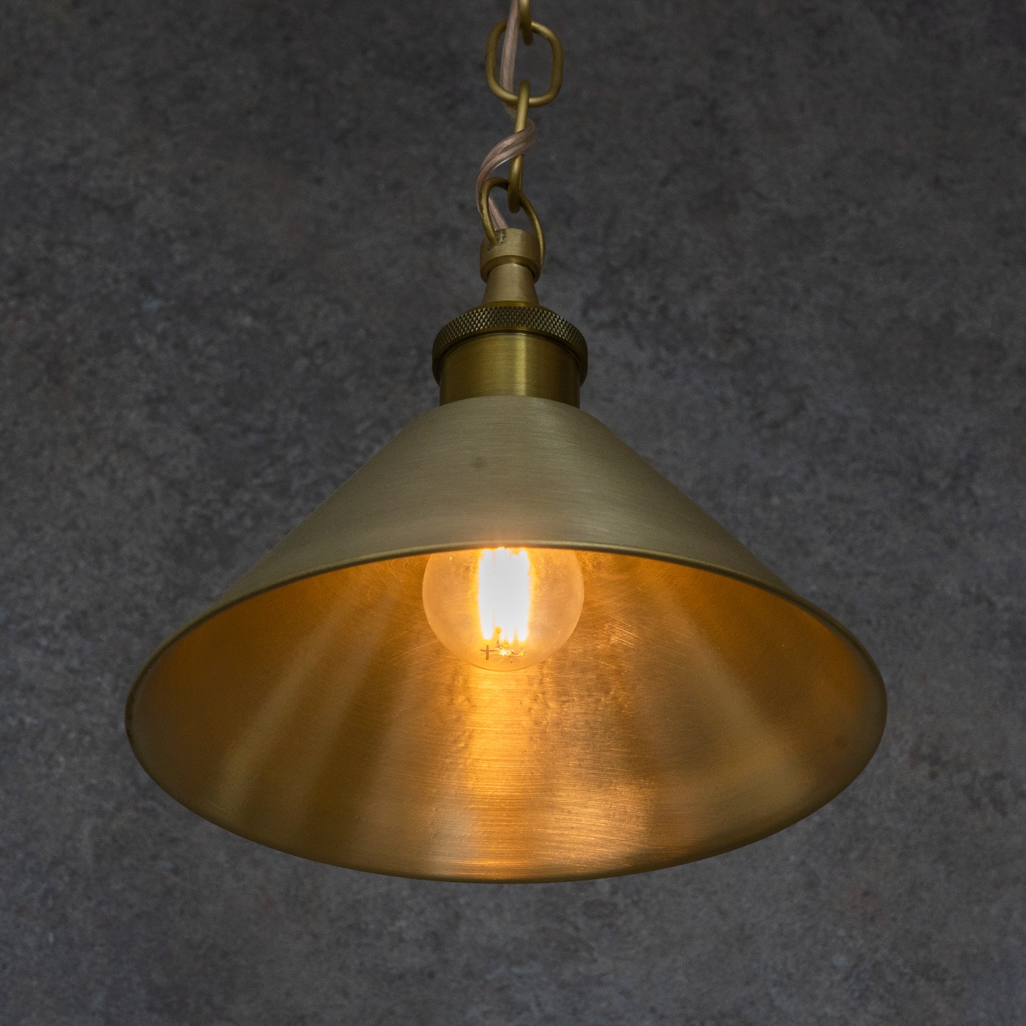 Brushed Brass Minimalist Cone Pendant – Mid - Century Modern Industrial Hanging Light - Insideast