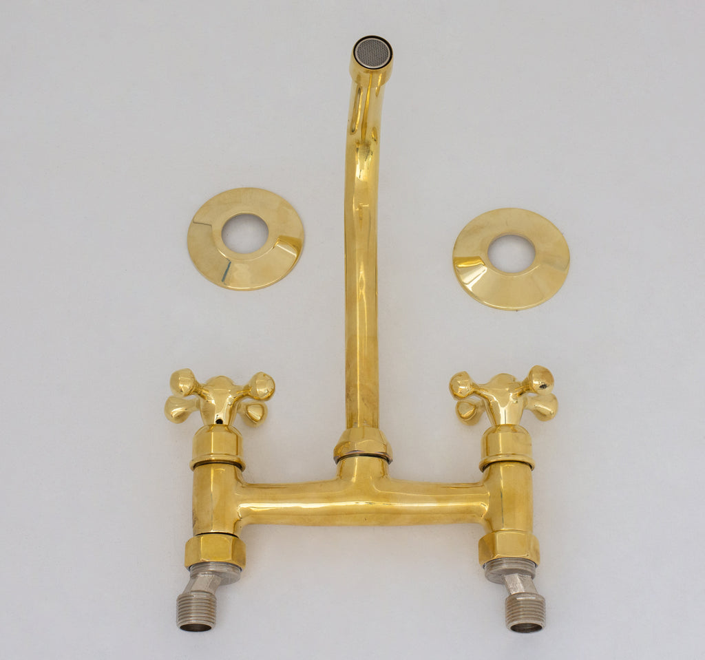 Unlacquered Brass Wall Faucet | Wall-Mounted Bridge Faucet