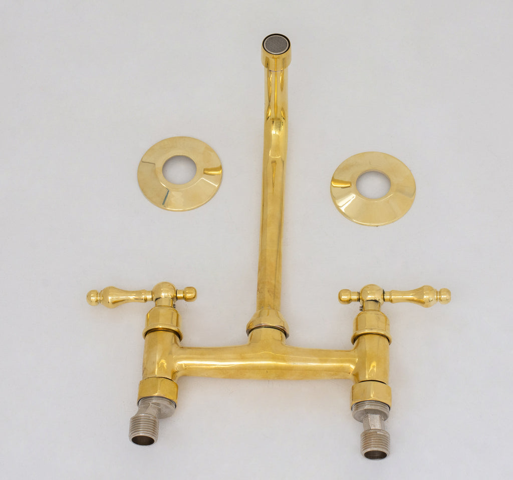 Unlacquered Brass Wall Faucet | Wall-Mounted Bridge Faucet