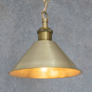 Brushed Brass Minimalist Cone Pendant – Mid - Century Modern Industrial Hanging Light - Insideast