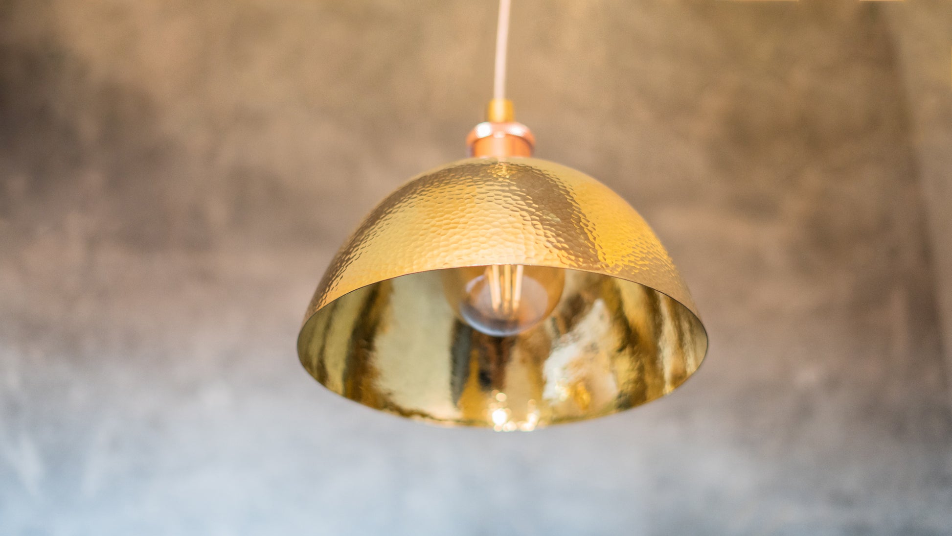 Hammered Brass Pendant Light, Unlacquered Brass Dome Lampshade, Kitchen Island Light