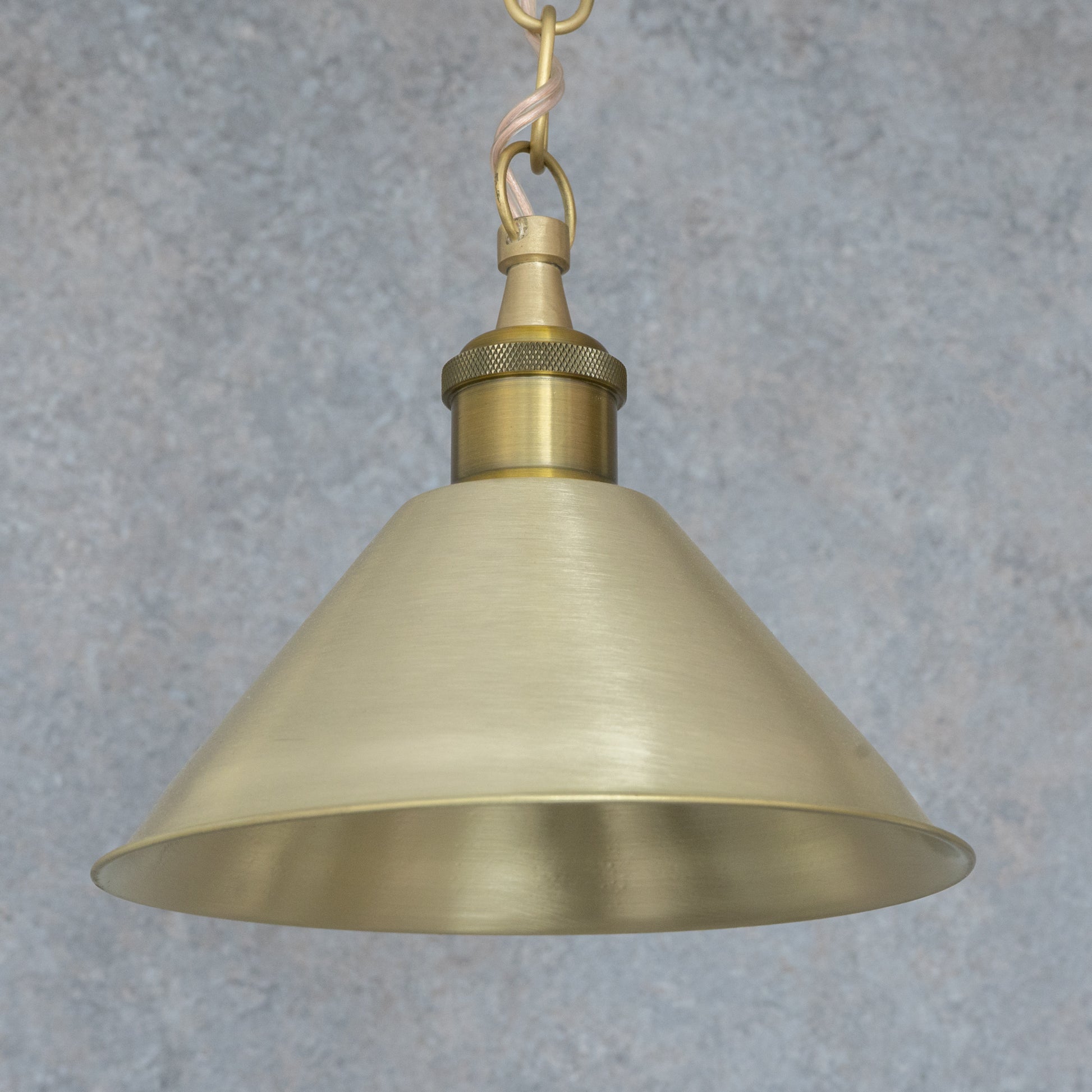 Brushed Brass Minimalist Cone Pendant – Mid - Century Modern Industrial Hanging Light - Insideast