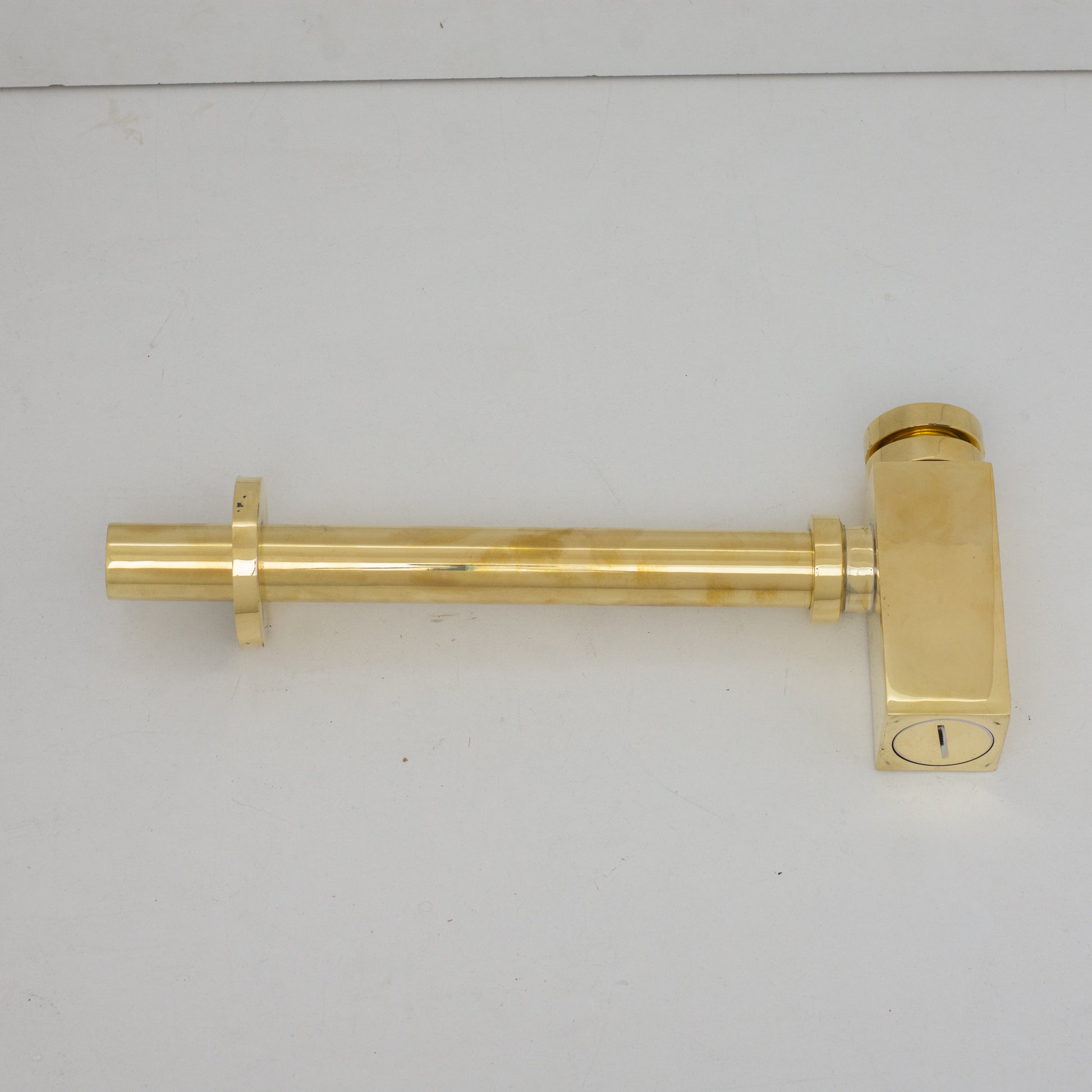 Solid Unlacquered Brass P-trap and Sink Stopper, Push Up Button, Pop Up Drain, Brass Water Trap