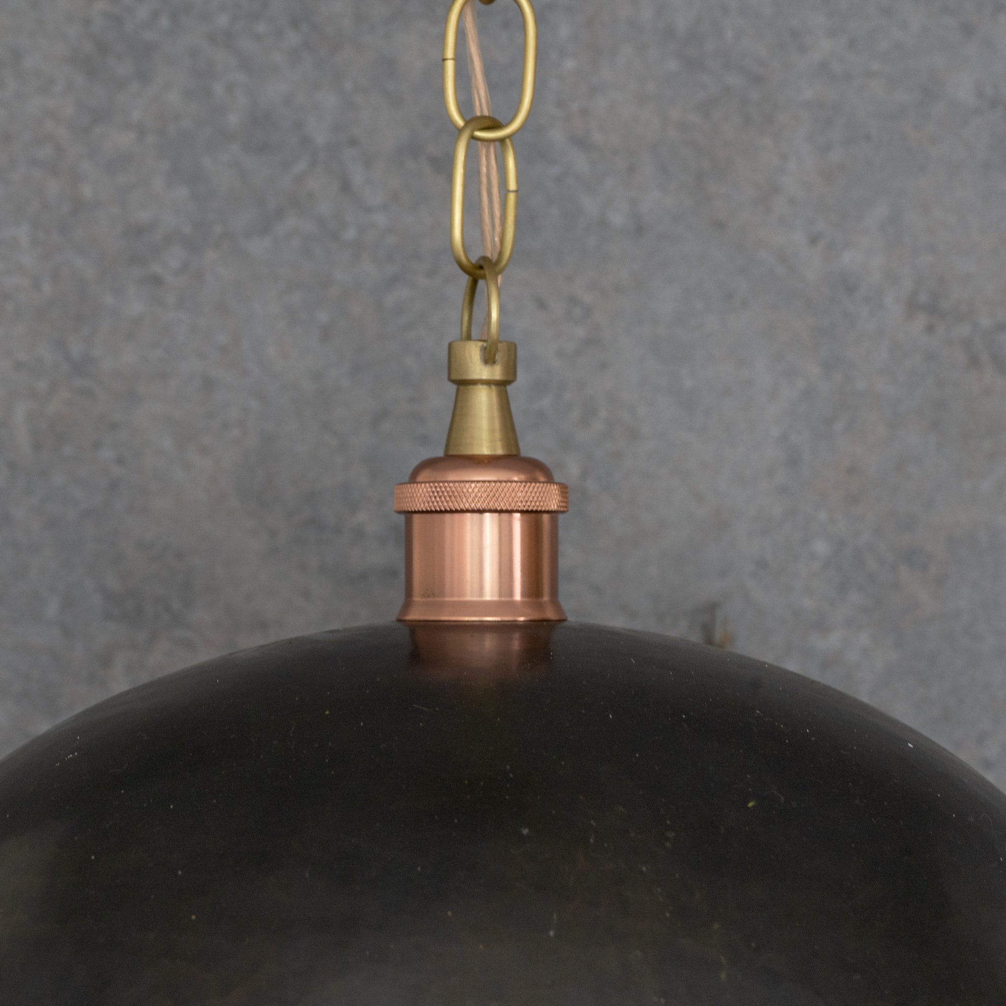 Vintage Oiled Brass Dome Pendant – Hand-Hammered Brass Interior Hanging Light
