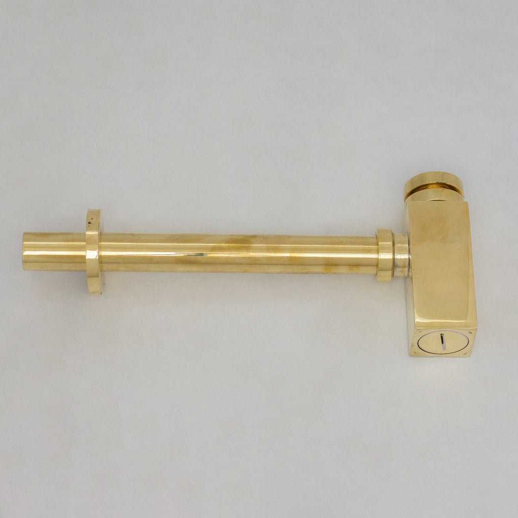Solid Unlacquered Brass P-trap and Sink Stopper, Push Up Button, Pop Up Drain, Brass Water Trap