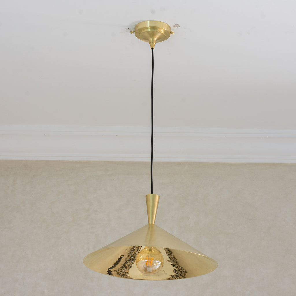 Brass Cone Pendant Light, Kitchen Island Ceiling Light Fixture, Modern Hanging Shade For Kitchen & Living Room, Cone Shade Light