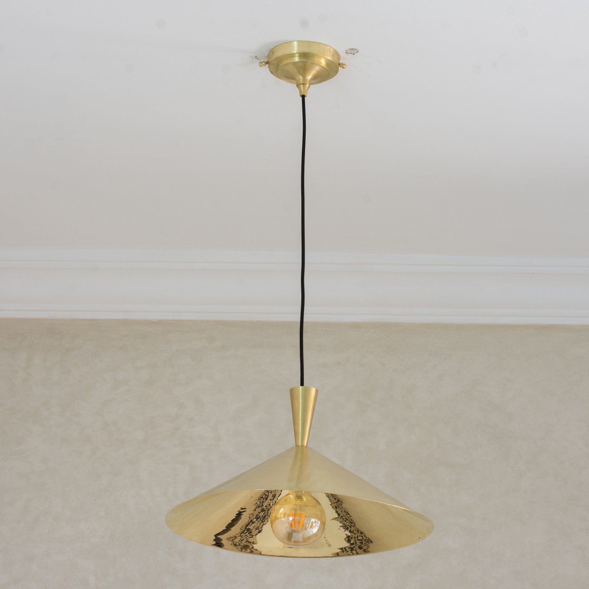 Brass Cone Pendant Light, Kitchen Island Ceiling Light Fixture, Modern Hanging Shade For Kitchen & Living Room, Cone Shade Light