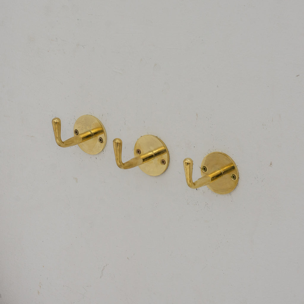Single Hook solid Unlacquered Brass , Handmade Brass Hook, Coat Hook, Wall Hook