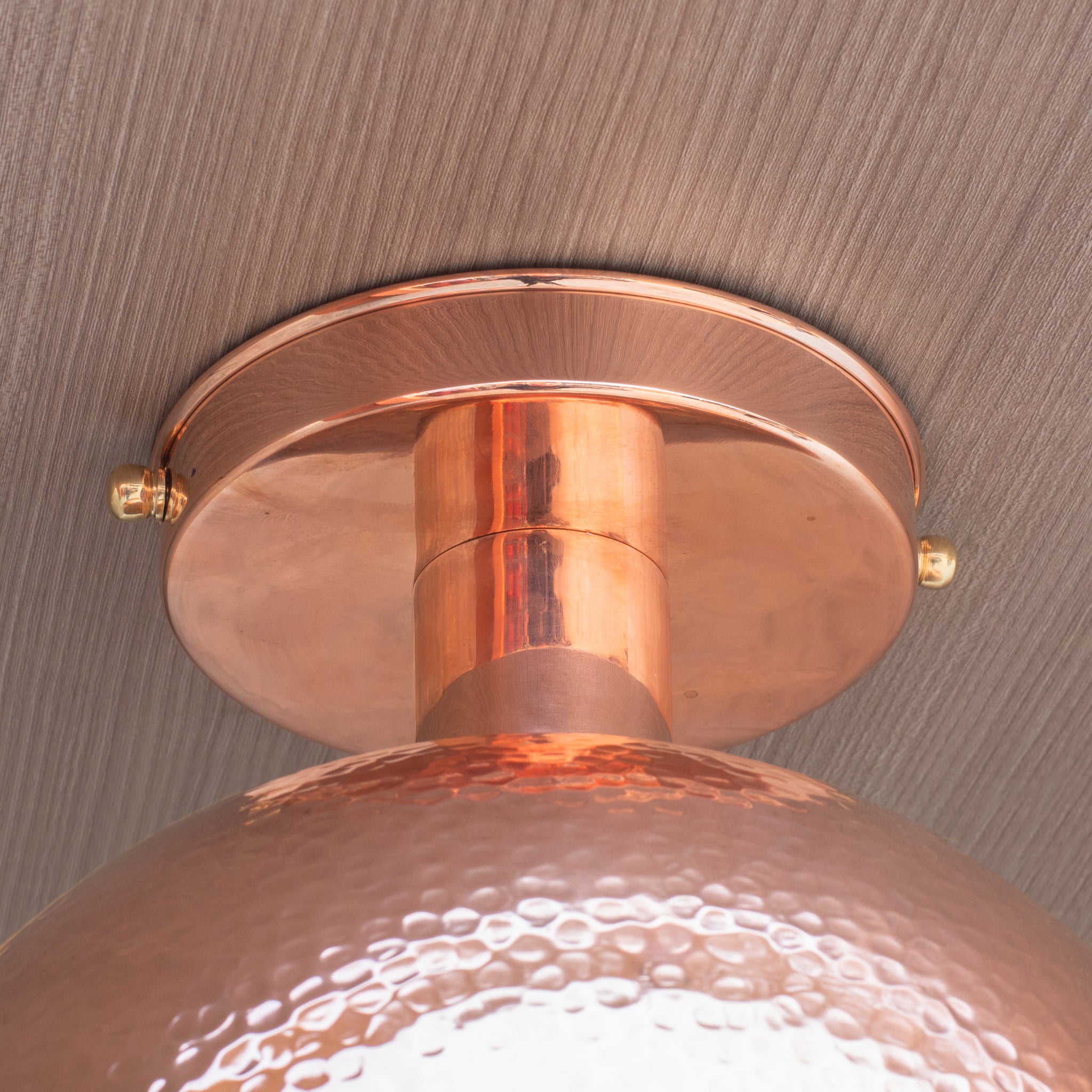Unlacquered Copper Ceiling Light, Hammered Copper Flush Mount Light, Copper Ceiling Pendant