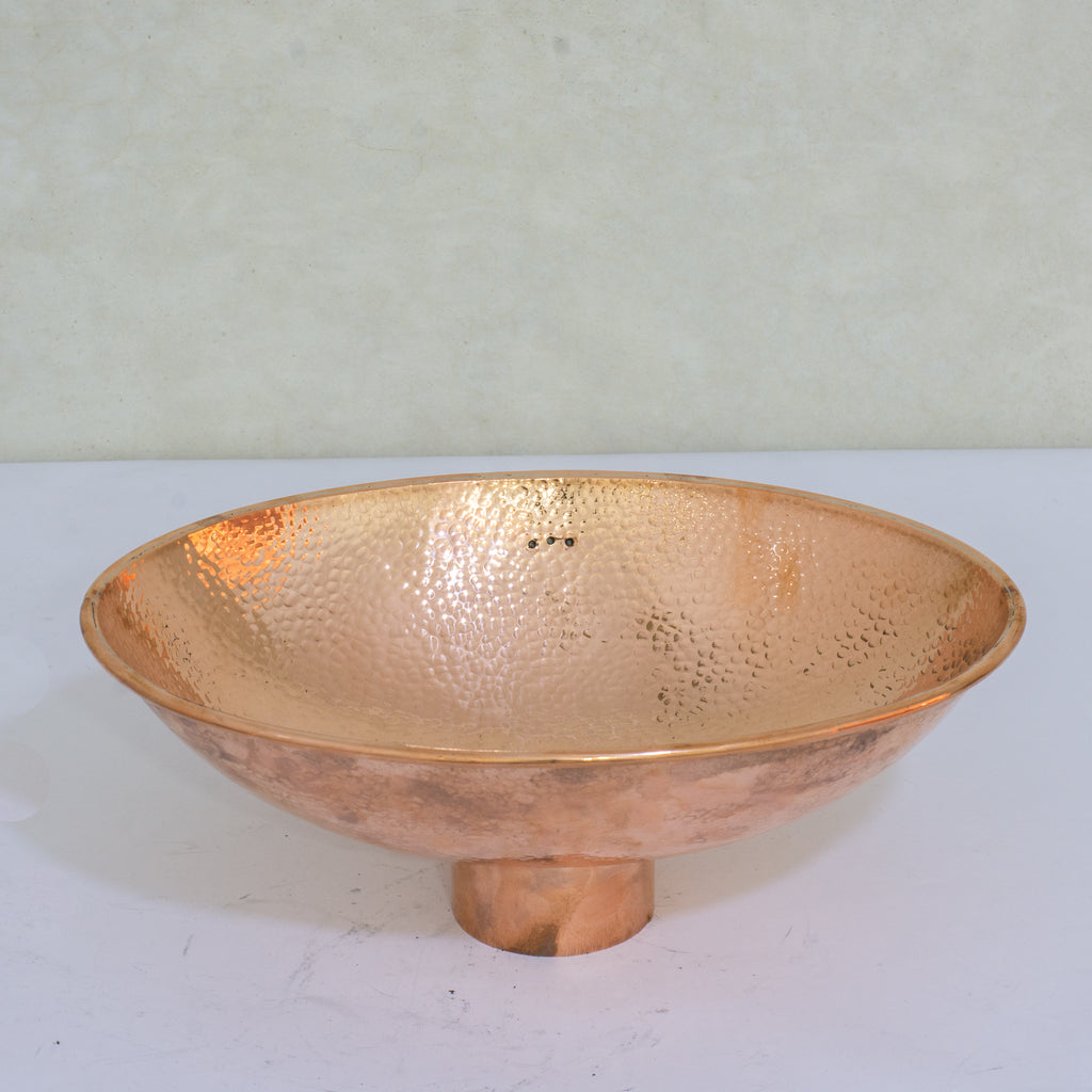 Oval Solid Copper Vessel Sink, Hammered Bathroom Vanity Sink, Powder Room Basin Sink
