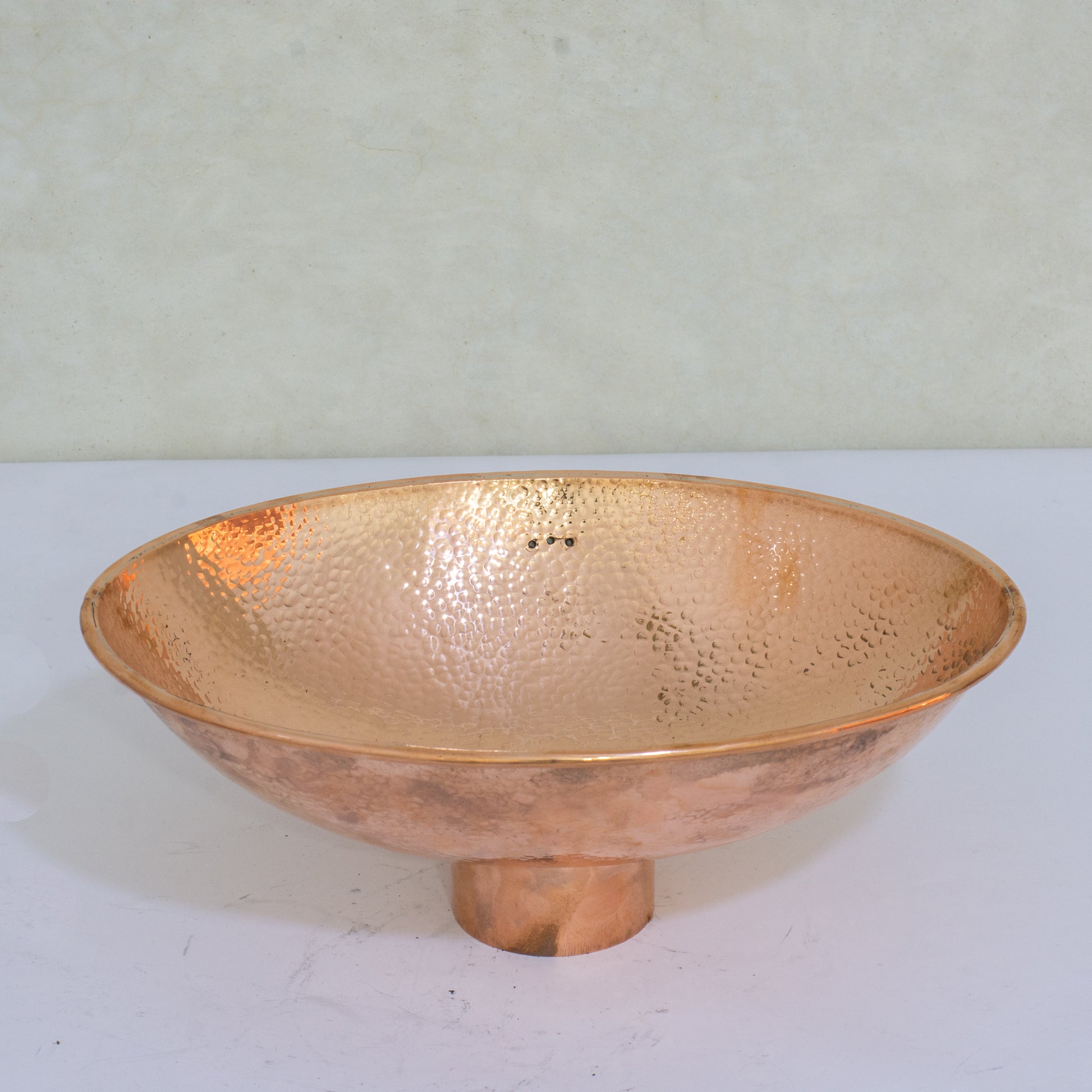 Oval Solid Copper Vessel Sink, Hammered Bathroom Vanity Sink, Powder Room Basin Sink