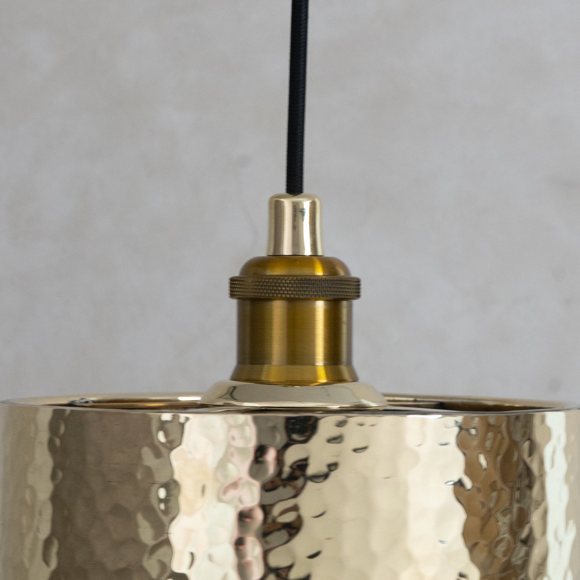 Handcrafted Hammered Brass Cylinder Pendant Light | Modern Tube Lamp - Insideast