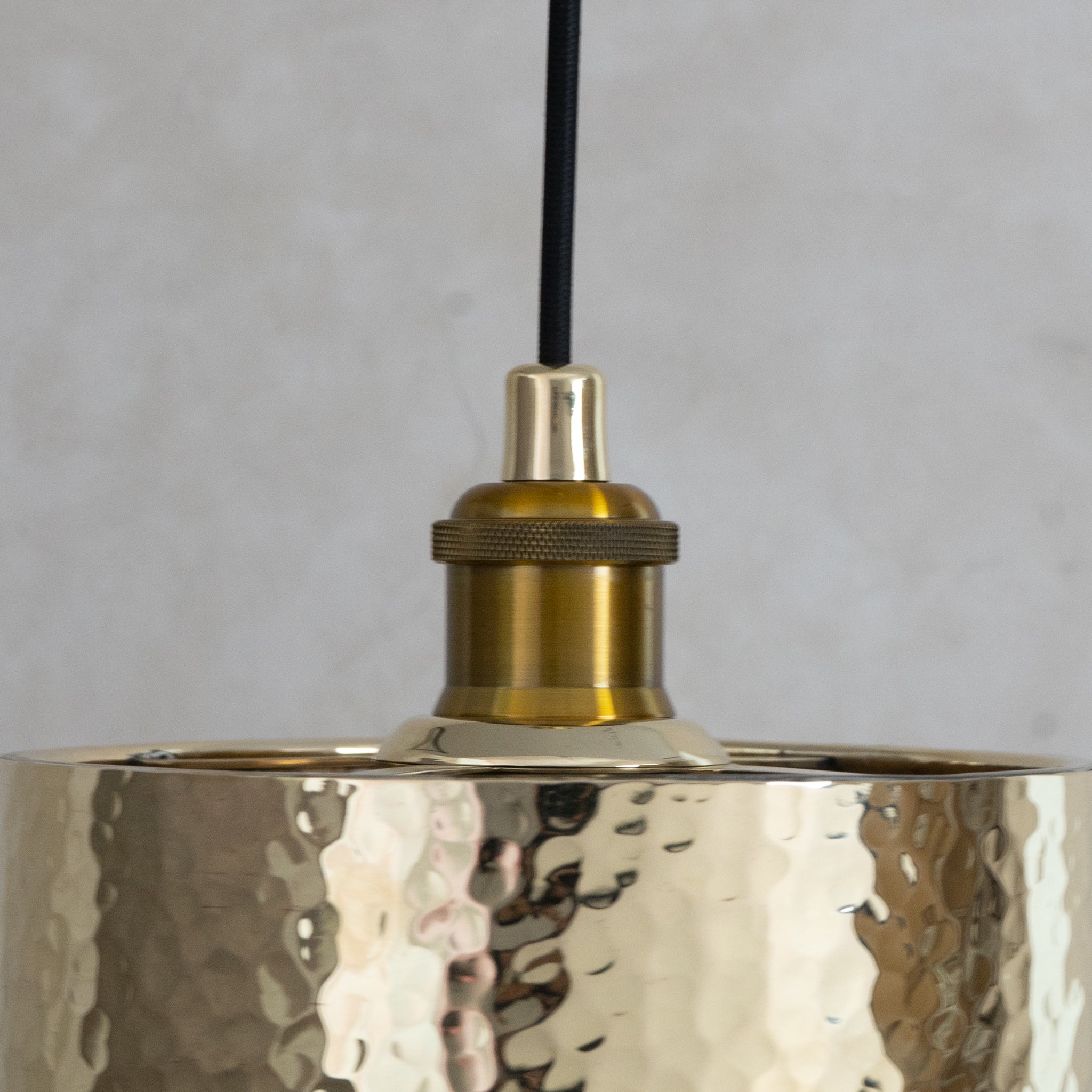 Handcrafted Hammered Brass Cylinder Pendant Light | Modern Tube Lamp - Insideast