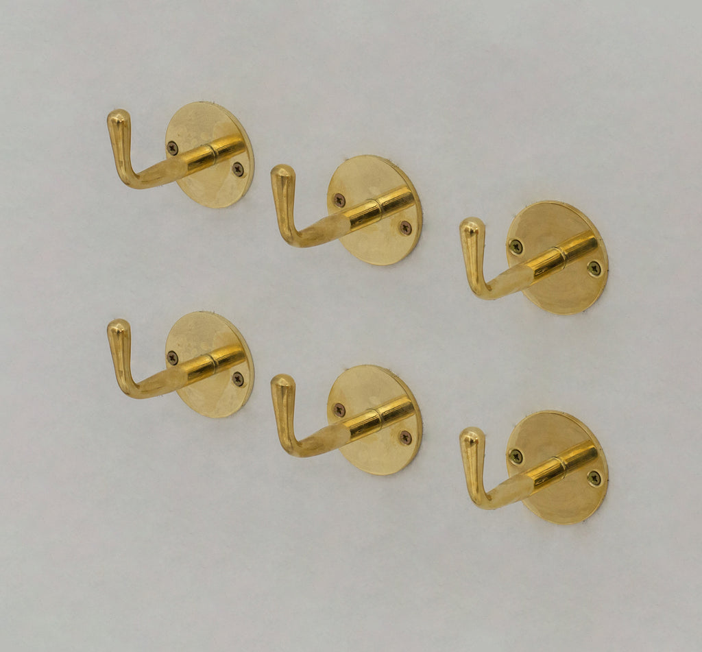 Single Hook solid Unlacquered Brass , Handmade Brass Hook, Coat Hook, Wall Hook