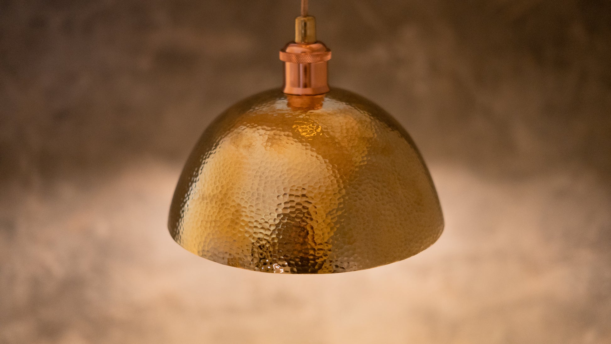 Hammered Brass Pendant Light, Unlacquered Brass Dome Lampshade, Kitchen Island Light