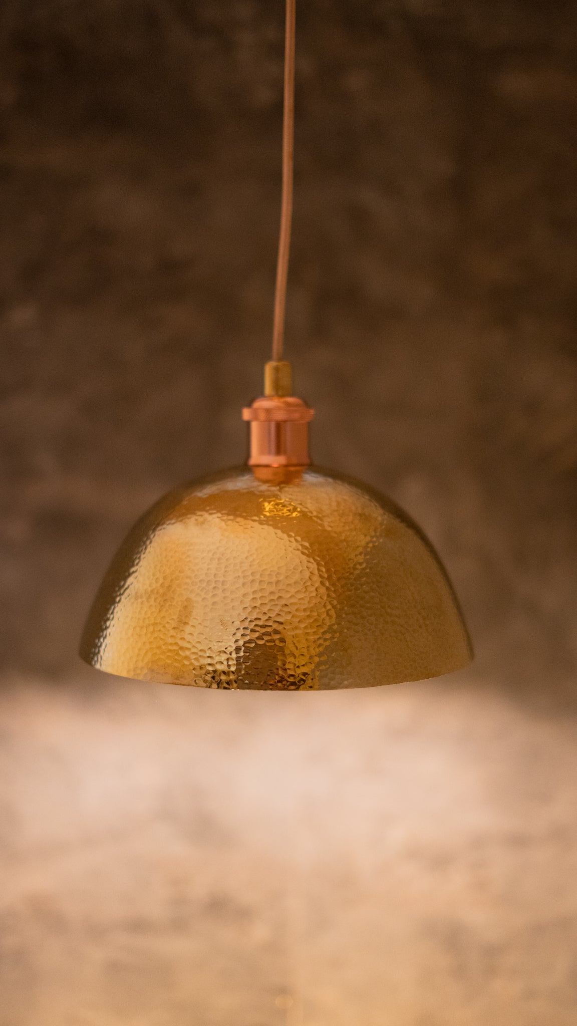 Hammered Brass Pendant Light, Unlacquered Brass Dome Lampshade, Kitchen Island Light