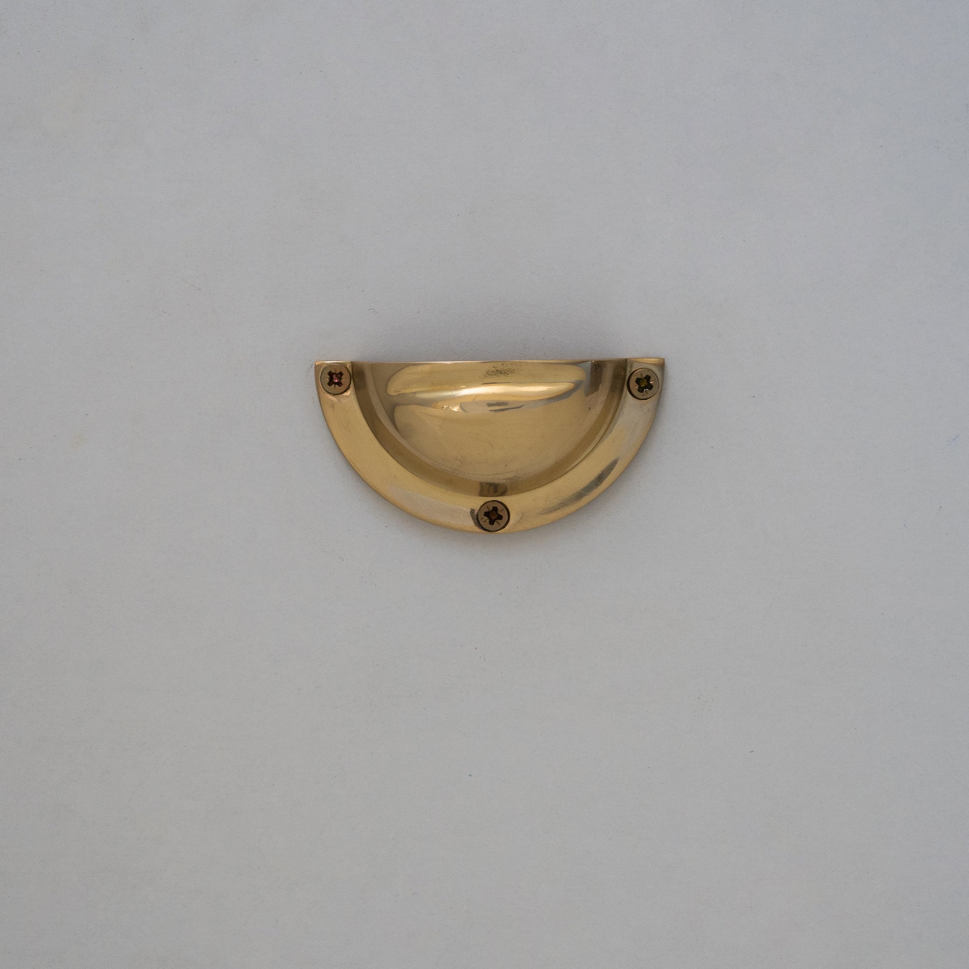 x3 Brass Kitchen Cup Handles, Handmade Cabinet Knobs, Unlacquered Brass Cup Pull Handles