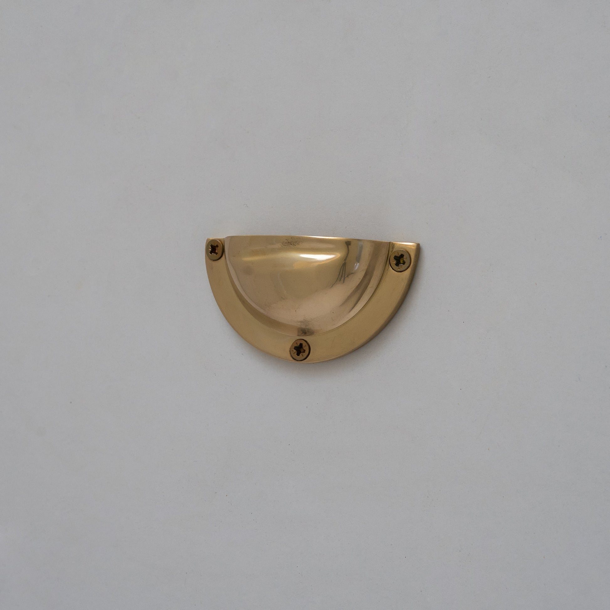 x3 Brass Kitchen Cup Handles, Handmade Cabinet Knobs, Unlacquered Brass Cup Pull Handles