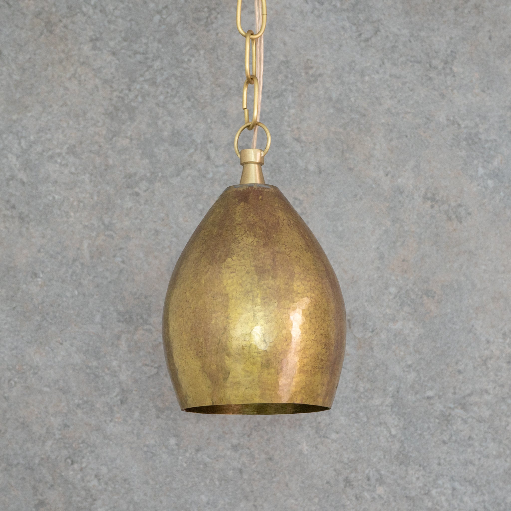 Hand - Forged Brass Teardrop Pendant Light - Organic Tapered Moroccan Hanging Lamp - Insideast