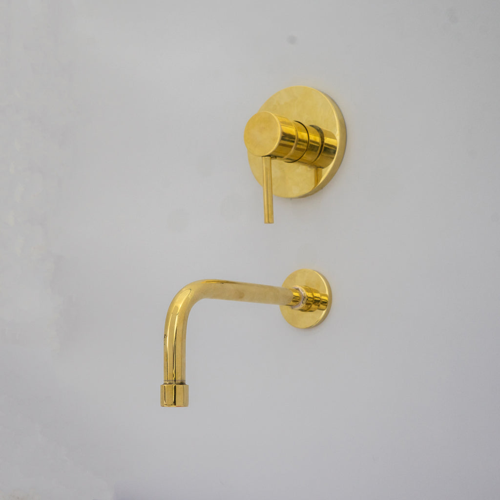 Solid Brass Tub Filler Built-in, Unlacquered Brass Shower System, Concealed Tub Filler