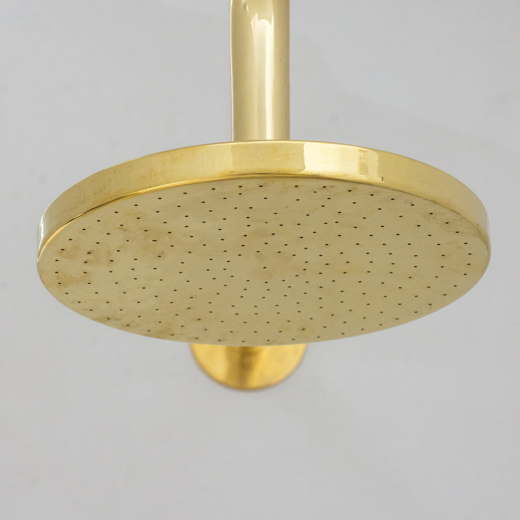 Unlacquered Solid Brass Rain Shower Head, Round Handcrafted Vintage Showerhead