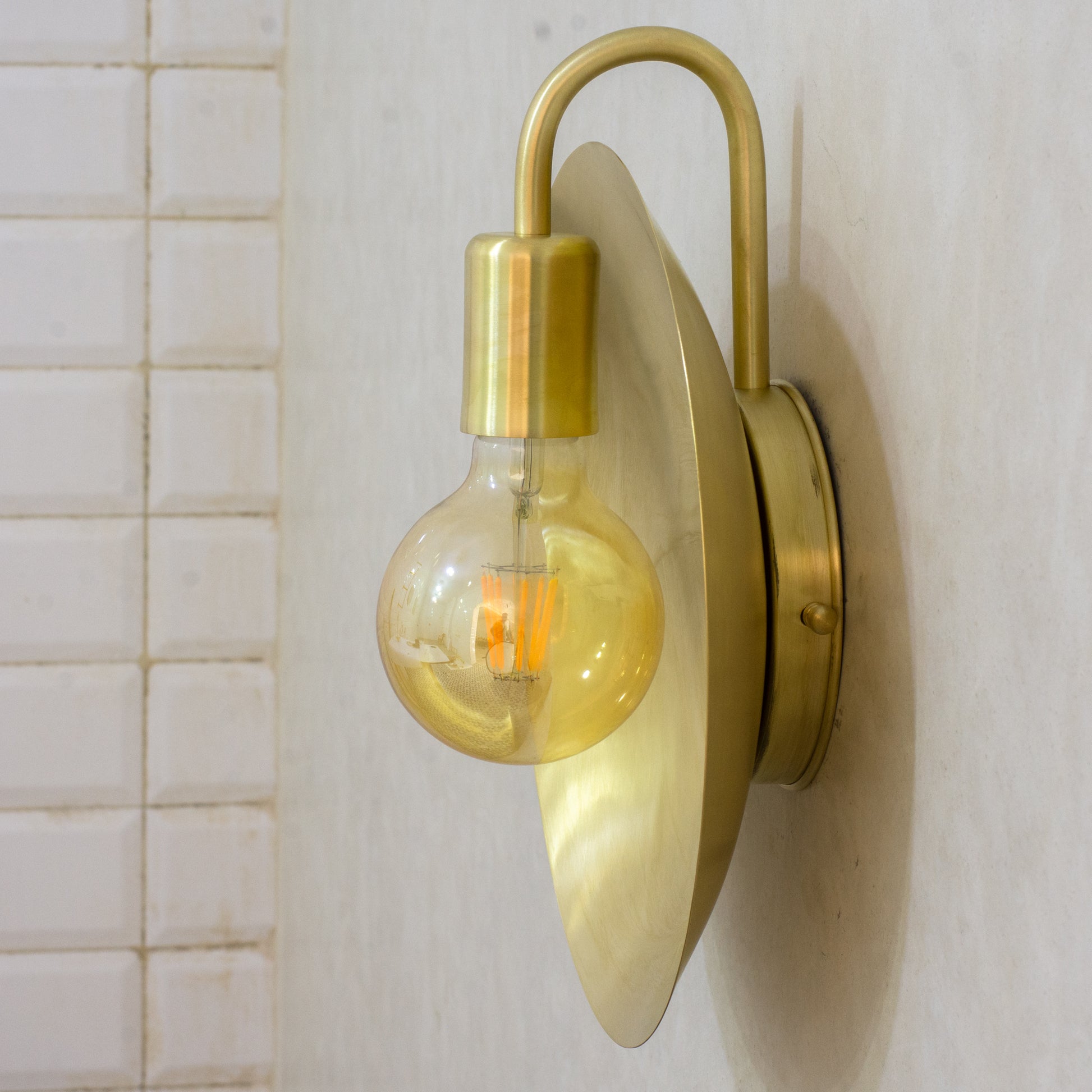 Brass Wall Light Fixture, Brushed Sconce Light, Wall Lamp, Indoor Light, Wall Dish Sconce Brass