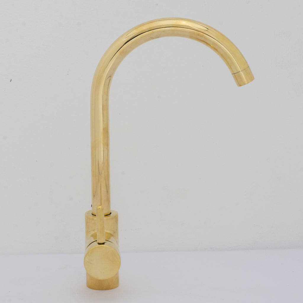 Unlacquered Brass Kitchen Faucet, Island Faucet, Antique Brass Sink Mixer Tap