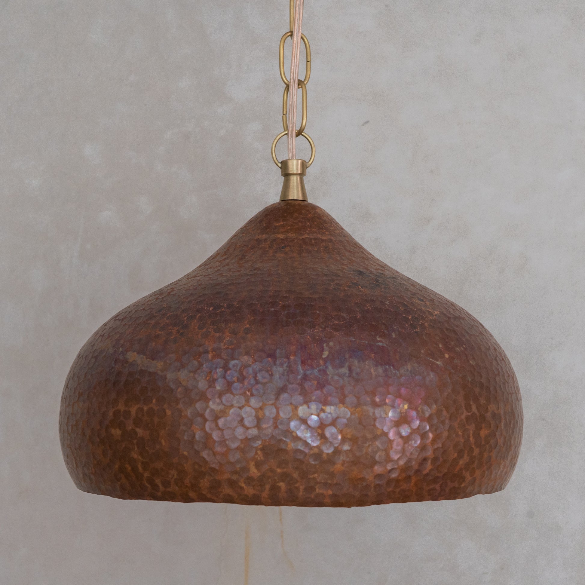Tiered Copper Dome: Solid Hand - Forged Artisan Lighting with Aged Patina Finish - Insideast