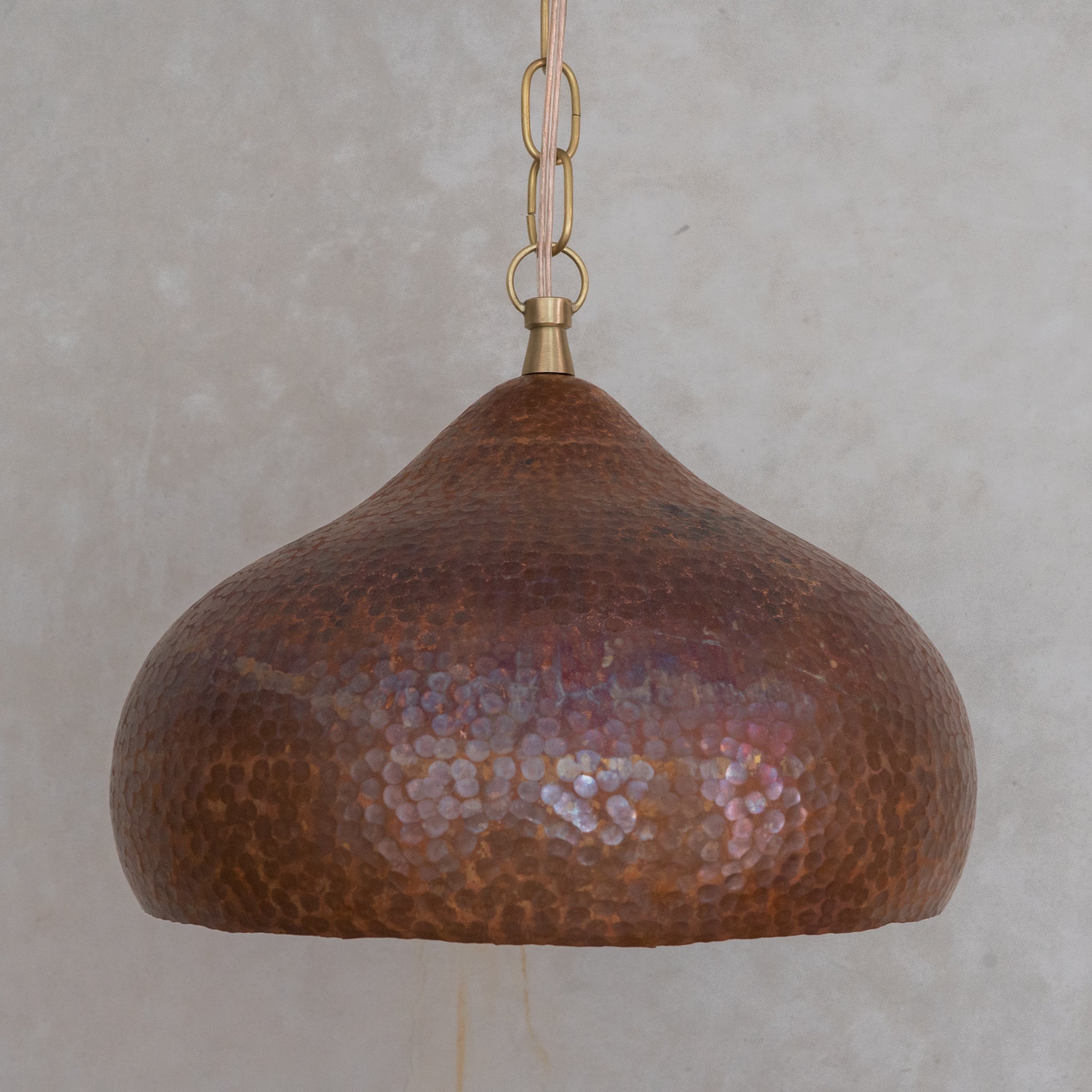 Tiered Copper Dome: Solid Hand - Forged Artisan Lighting with Aged Patina Finish - Insideast