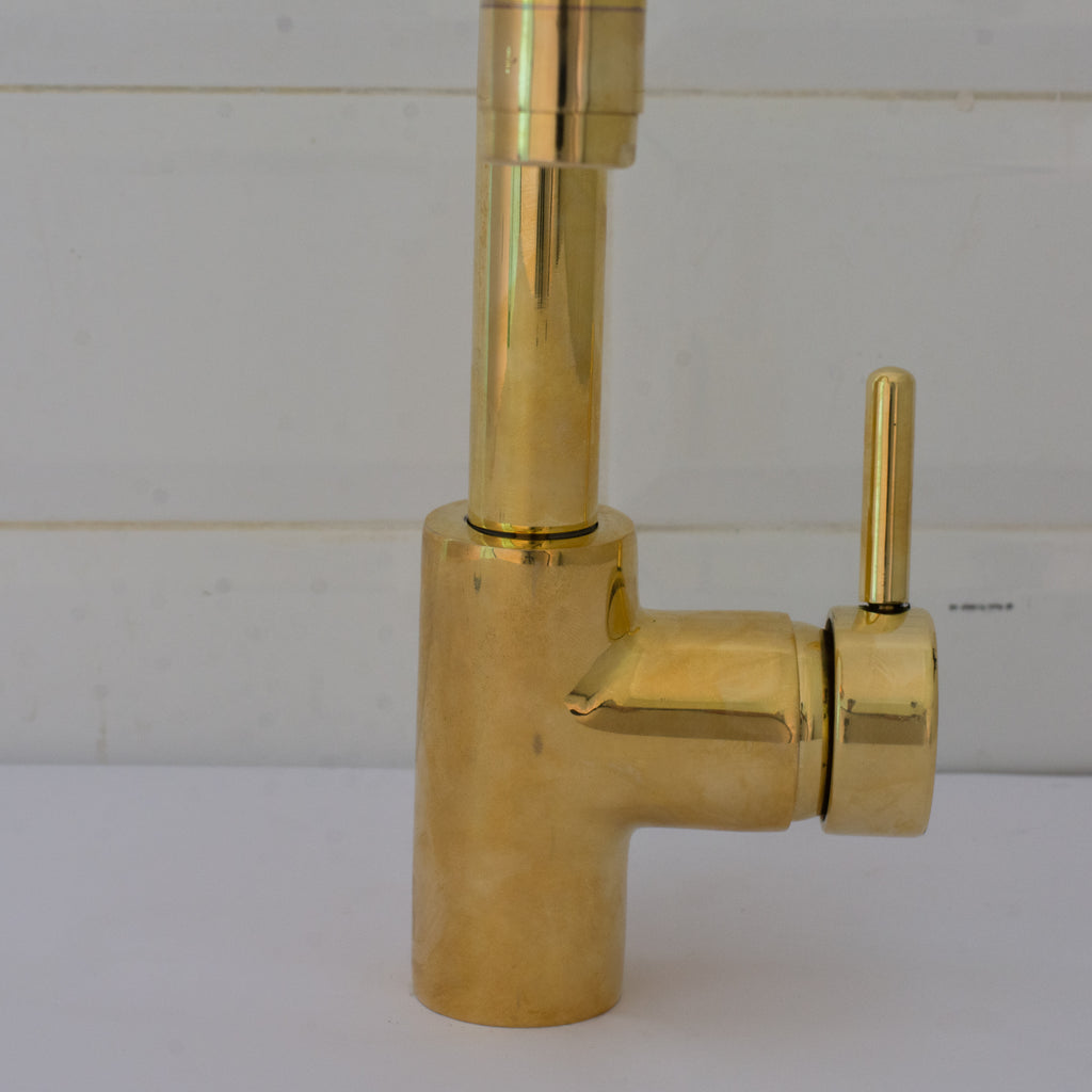 Unlacquered Brass Mixer Faucet, Single Hole Faucet Lever Handle Tap, Compact Faucet For Bathroom, Brass Short Faucet