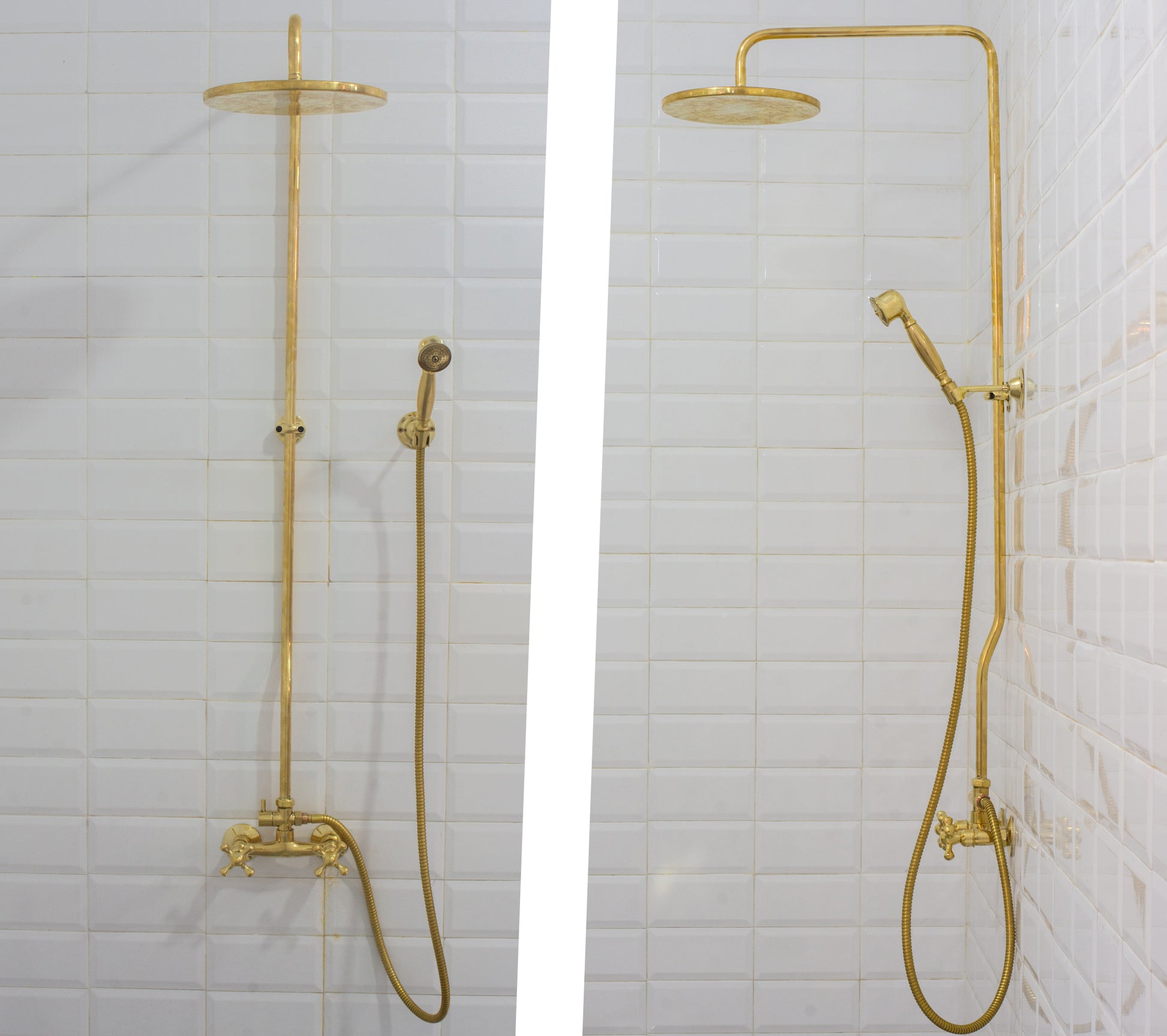 Heritage - Unlacquered Brass Exposed Shower System With Handheld