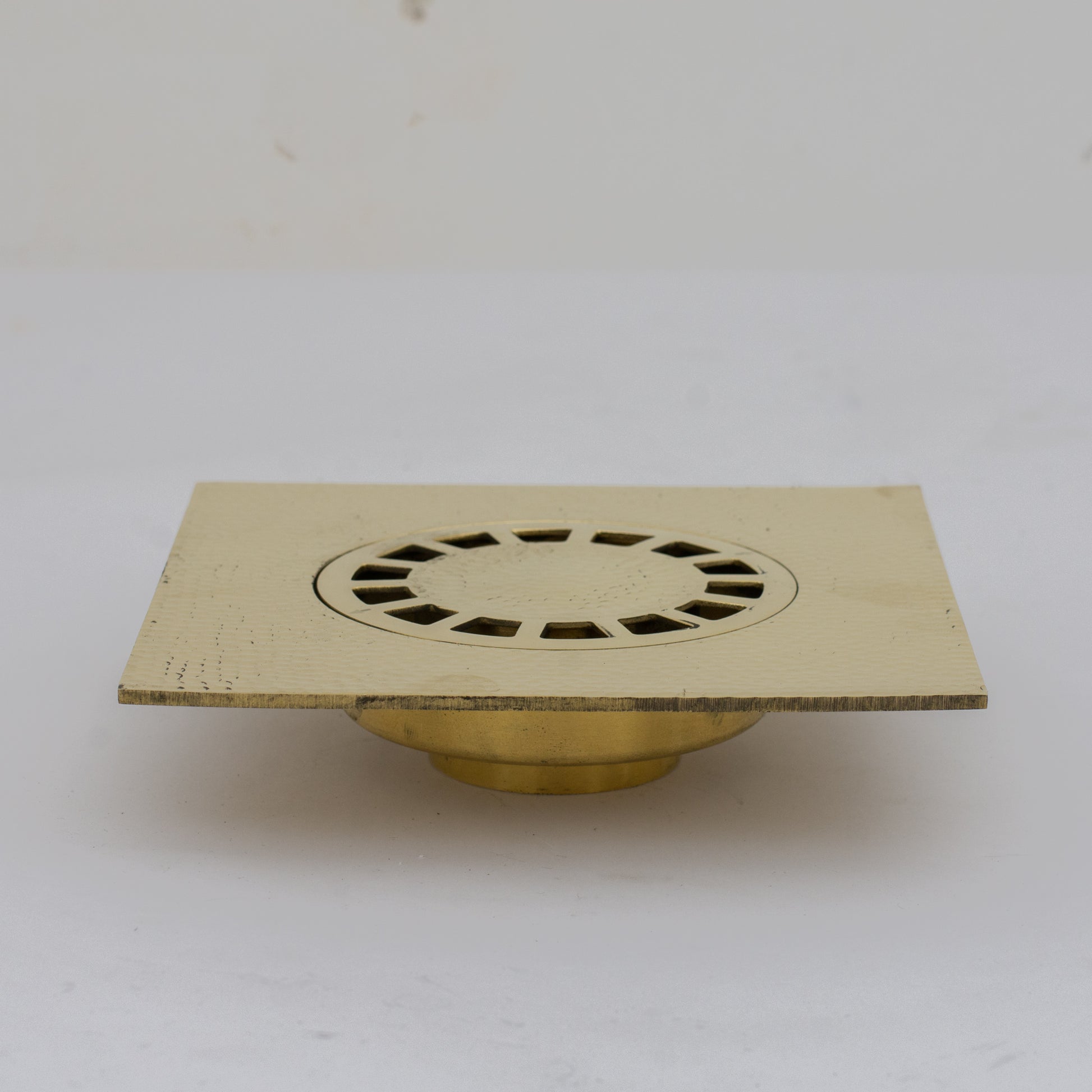 Solid Brass Floor Drain, Hammered Square Shower Drain