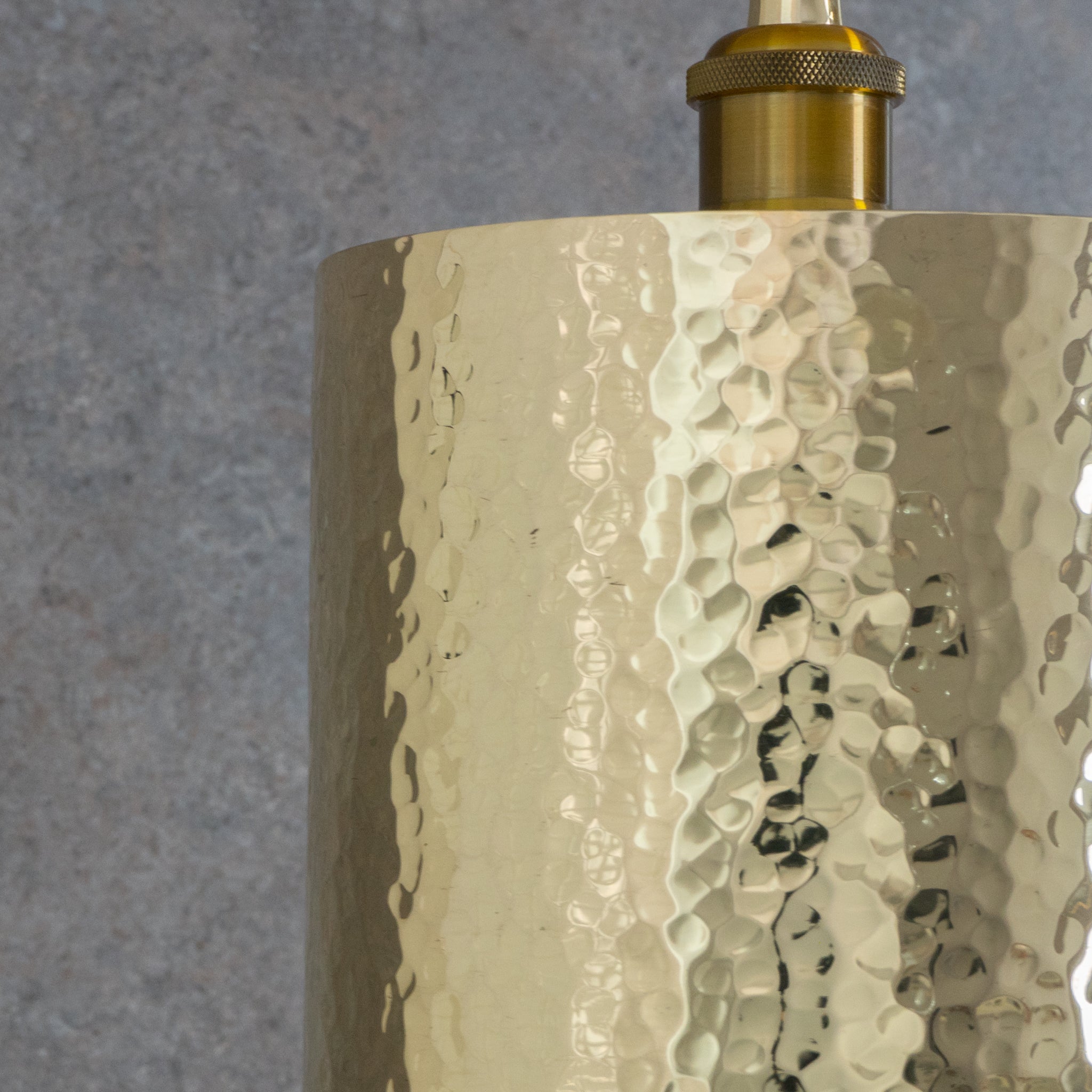 Handcrafted Hammered Brass Cylinder Pendant Light | Modern Tube Lamp - Insideast