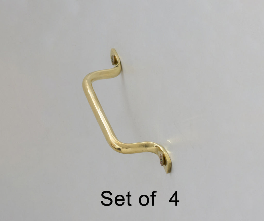 Pack of 4 x  Brass Dresser Pulls, Brass Drawer Pulls, Cabinet Pulls, Brass Handles, Closet Handles
