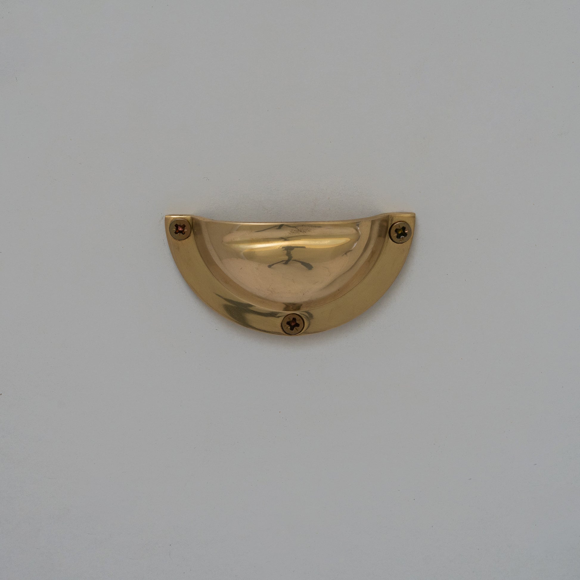 x3 Brass Kitchen Cup Handles, Handmade Cabinet Knobs, Unlacquered Brass Cup Pull Handles