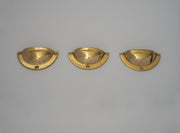 Pack of 3 Brass Kitchen Cup Handles, Handmade Cabinet Knobs, Unlacquered Brass Cup Pull Handles