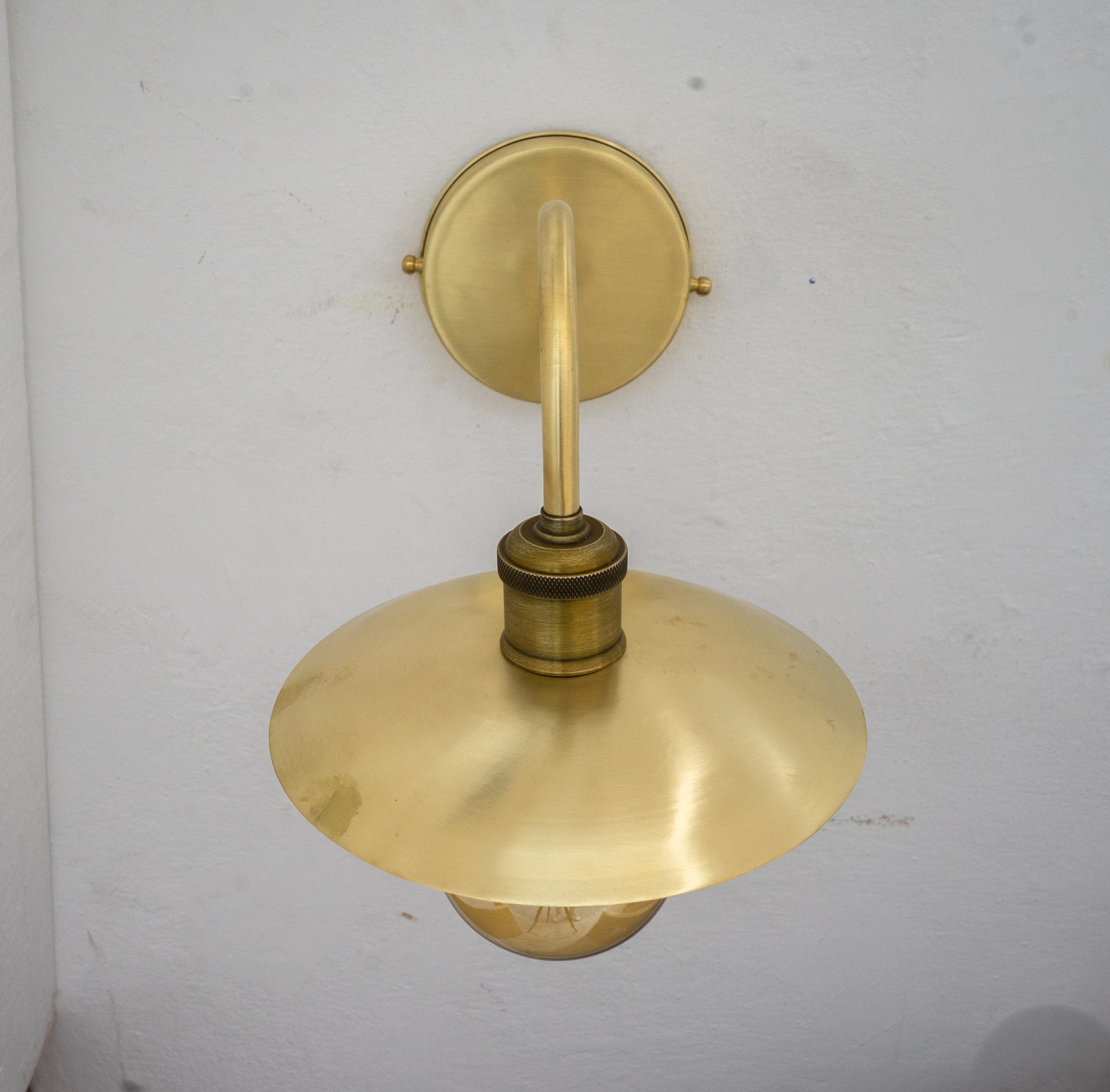 Brushed Brass Wall Sconce Light, Solid Brass Wall Lamp, Wall Lighting Fixture