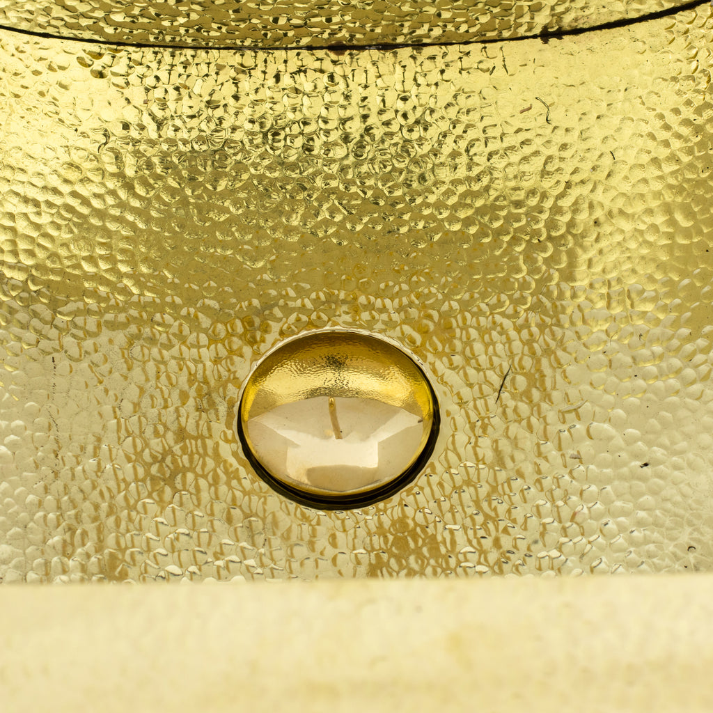 Solid Brass Undermount Bathroom Sink, Hammered Drop-in Vanity Sink With 3-Hole Waterfall Faucet, Undermount Deep Curved Basin