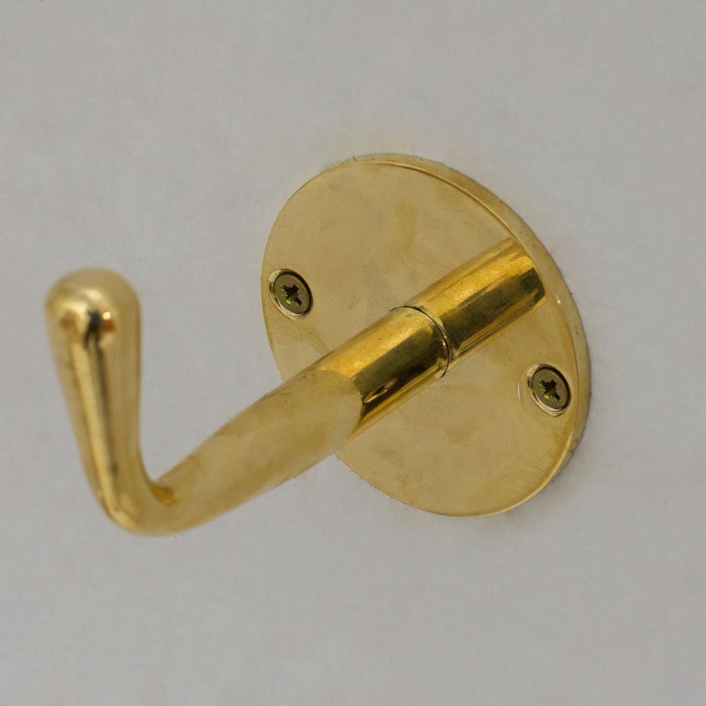 Single Hook solid Unlacquered Brass , Handmade Brass Hook, Coat Hook, Wall Hook