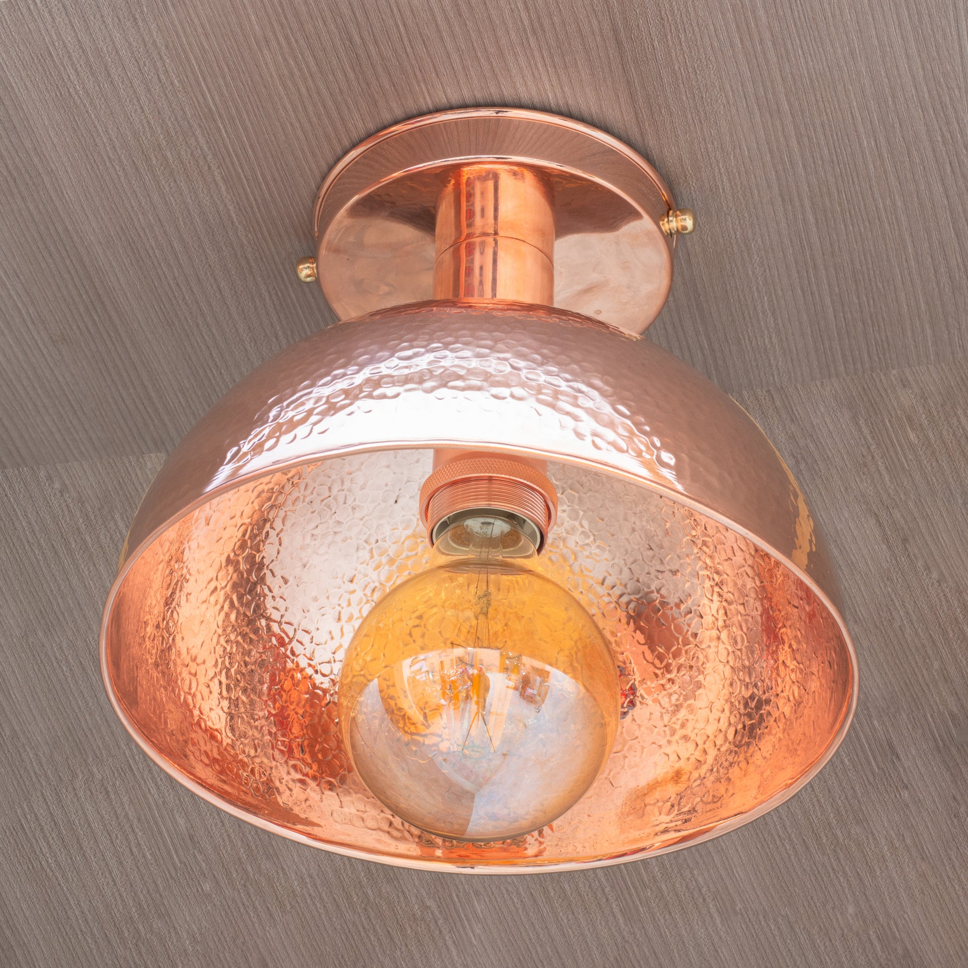 Unlacquered Copper Ceiling Light, Hammered Copper Flush Mount Light, Copper Ceiling Pendant