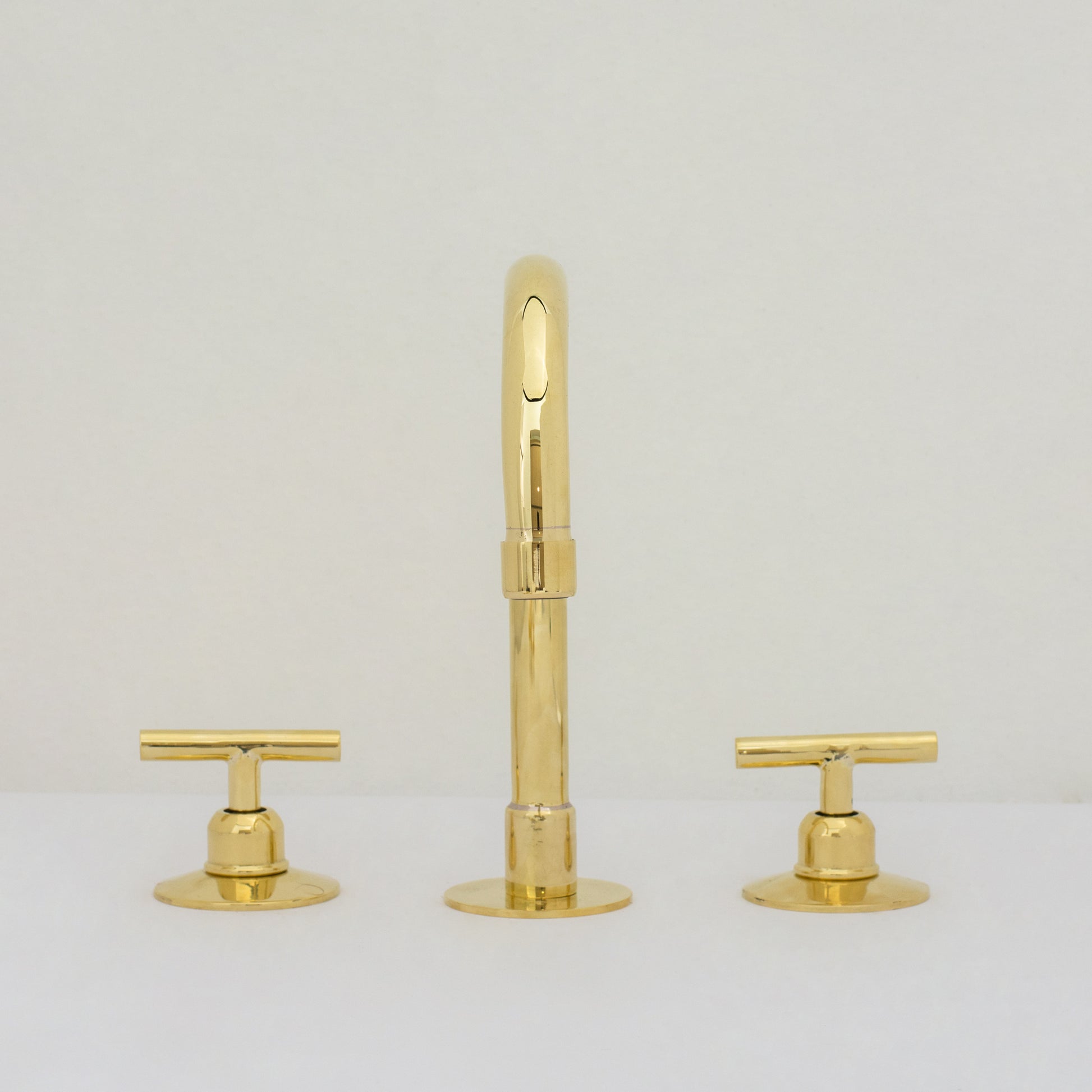 Deck Mounted Unlacquered Brass Faucet, Vanity Sink Faucet, Antique Brass Bathroom Faucet