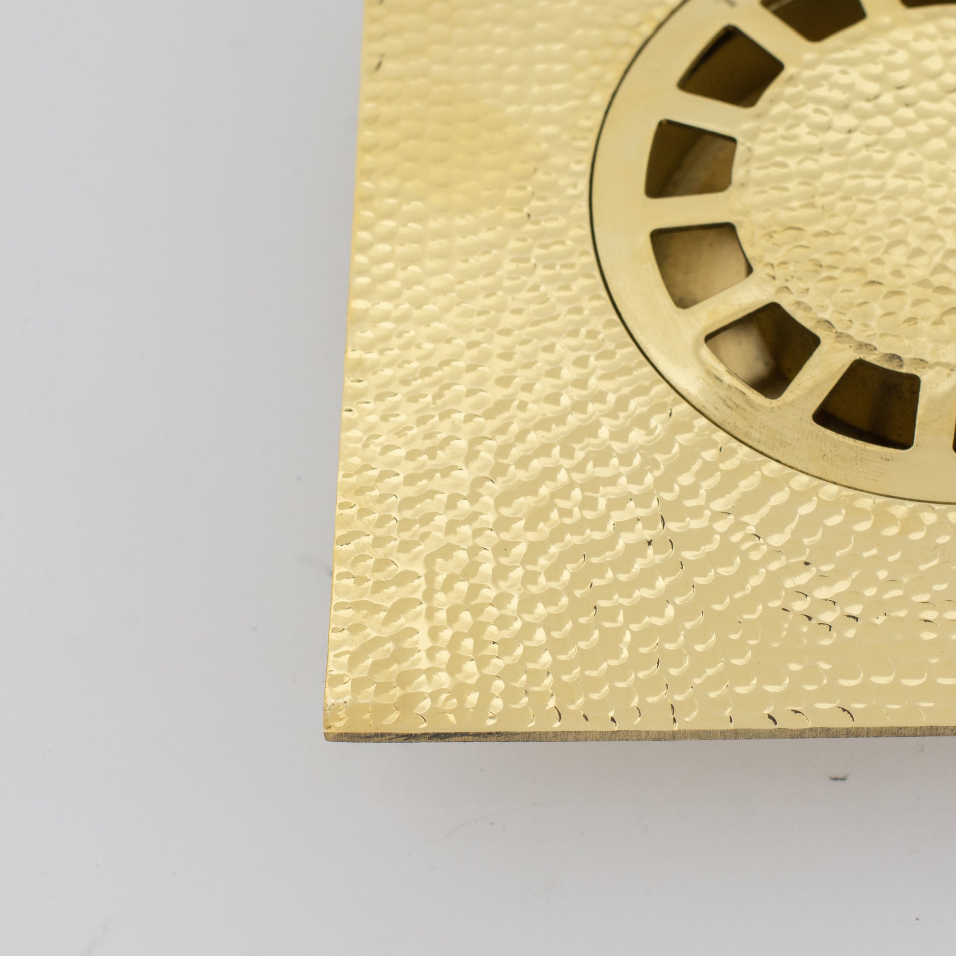 Solid Brass Floor Drain, Hammered Square Shower Drain