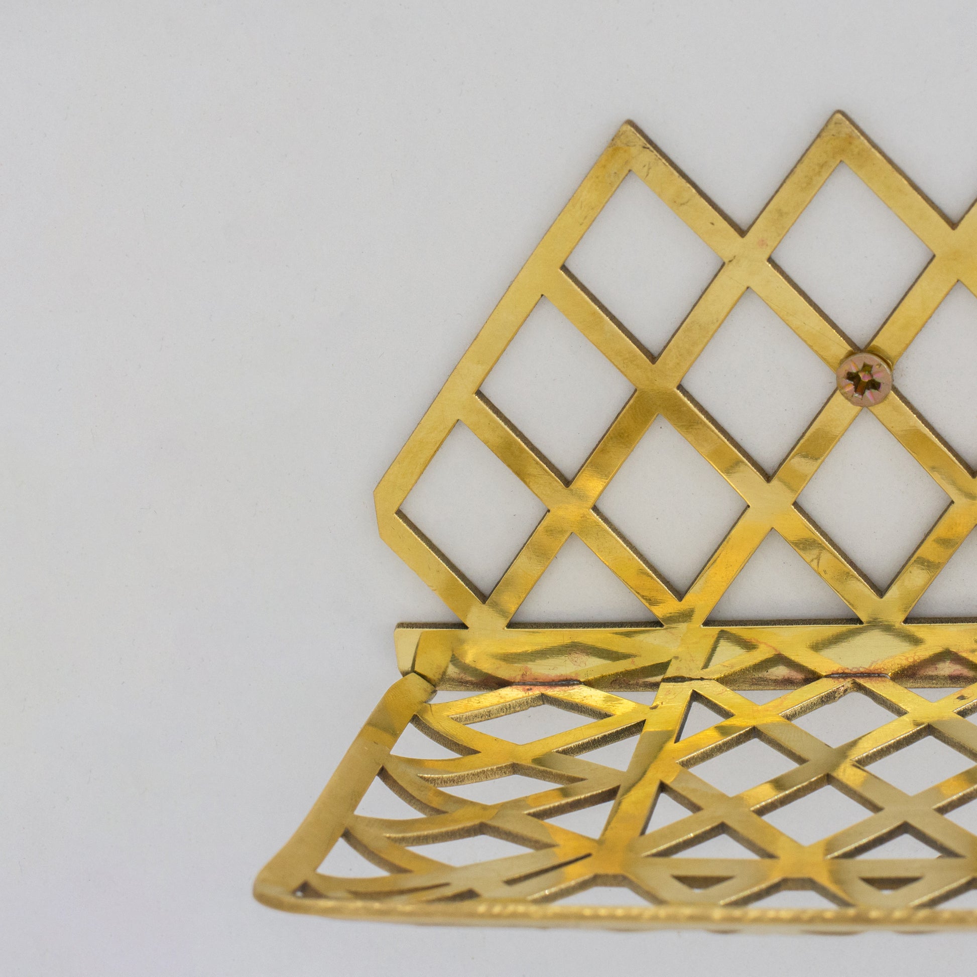 Unlacquered Brass Wall Shelf for Shower, Brass Floating Grid Shelf, Shower Draining Shelf